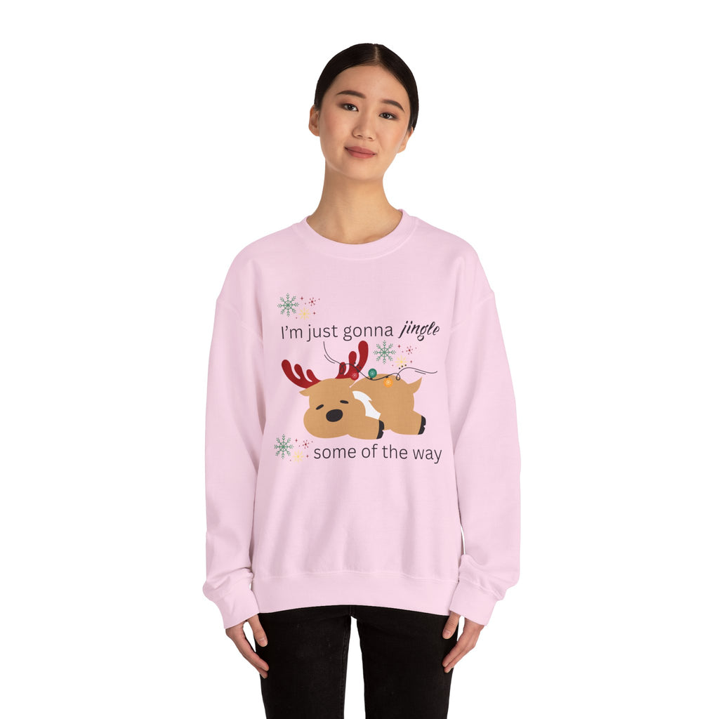 Cute Reindeer Holiday Sweatshirt — "I’m Just Gonna Jingle Some of the Way" Cute Reindeer Crewneck Sweatshirt  Holiday Sweatshirt