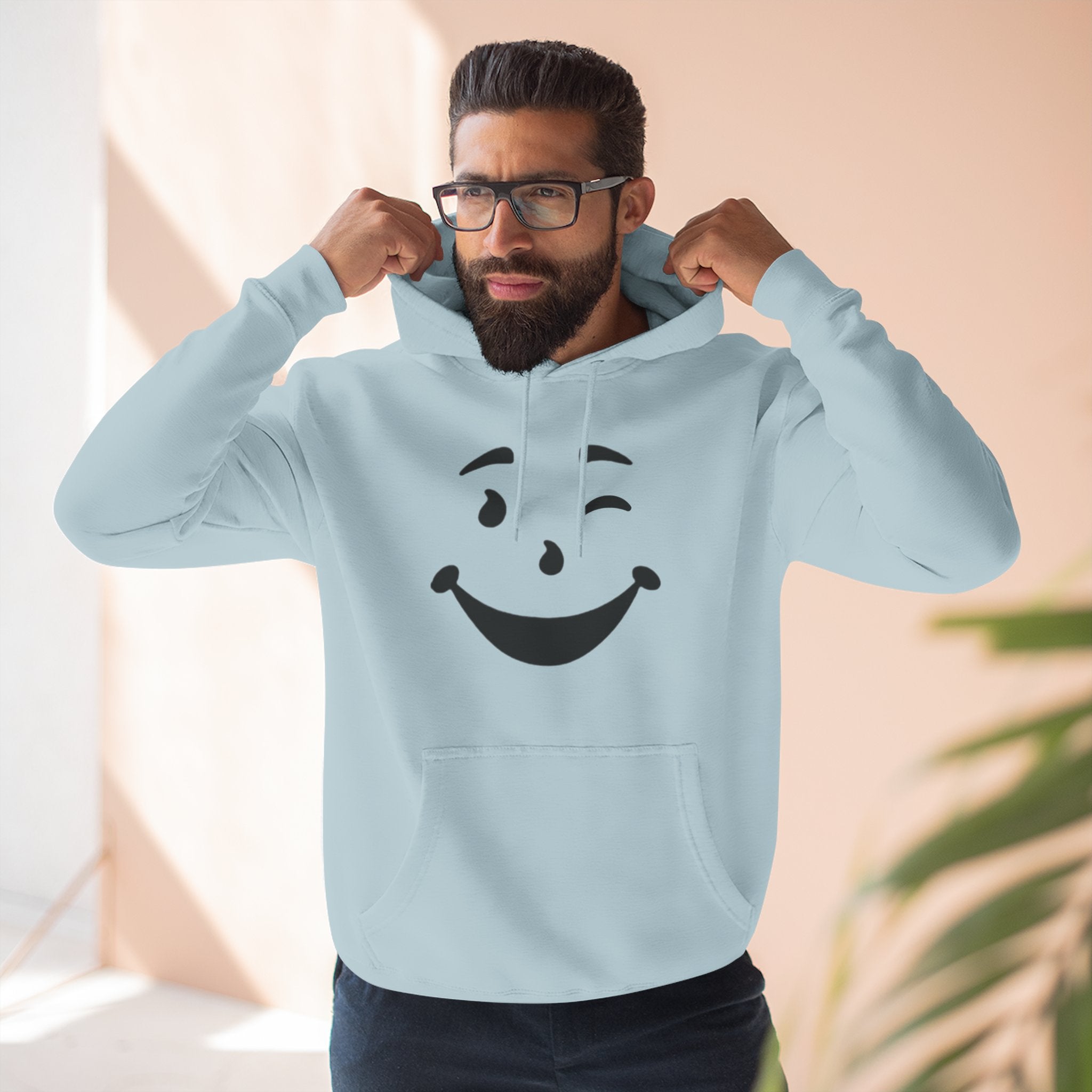 Cool Smiley Face Three-Panel Fleece Hoodie