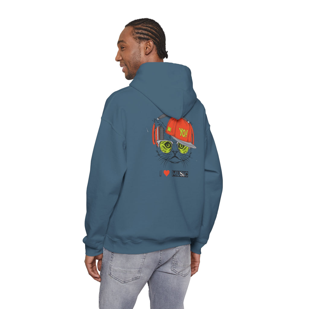 I Love Music Cool Cat Hoodie