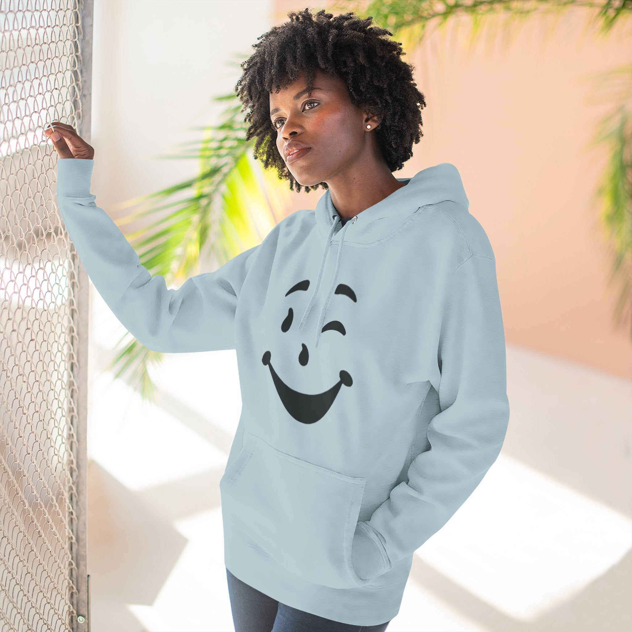Cool Smiley Face Three-Panel Fleece Hoodie
