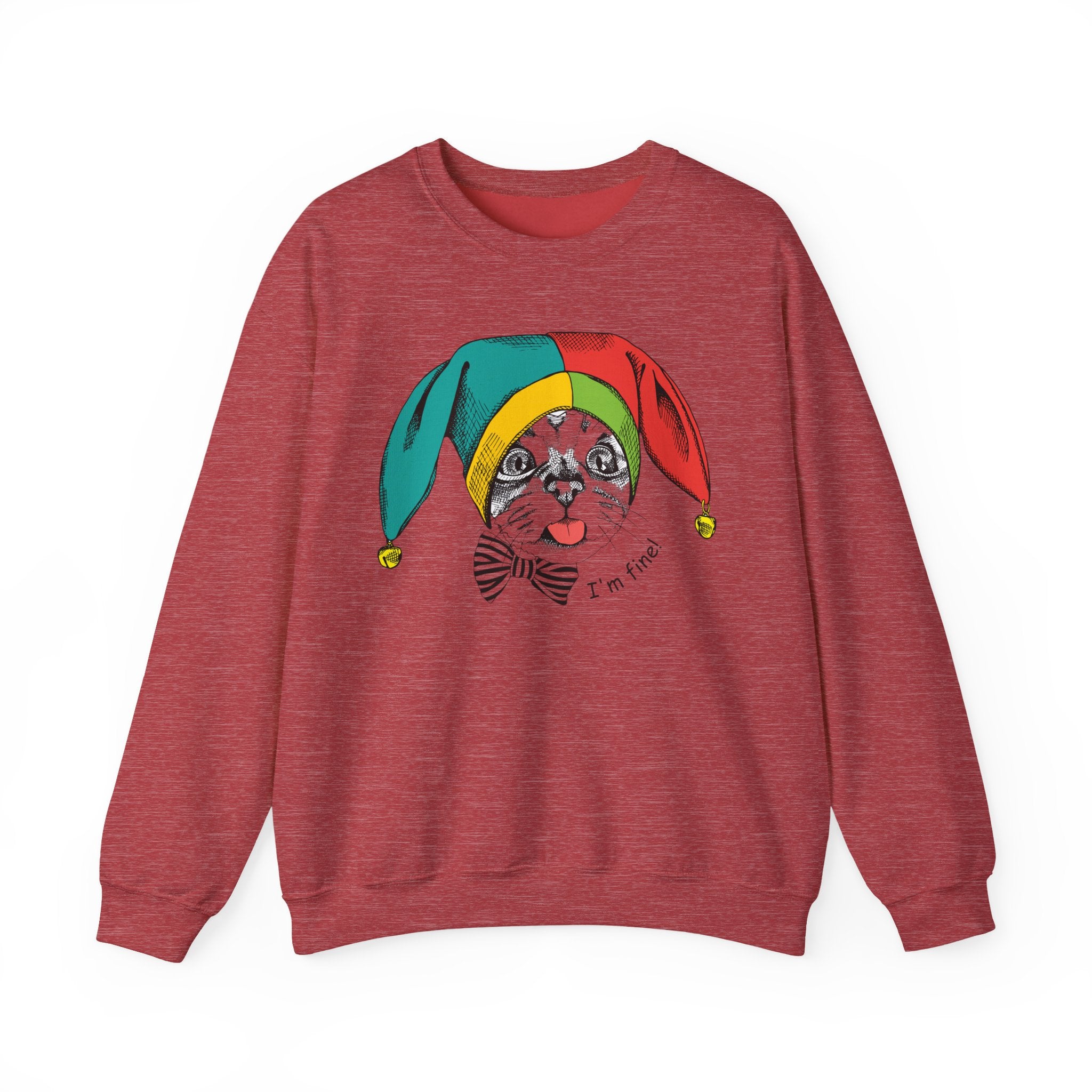 Jester Kitty Crewneck Sweatshirt - I'm Fine!