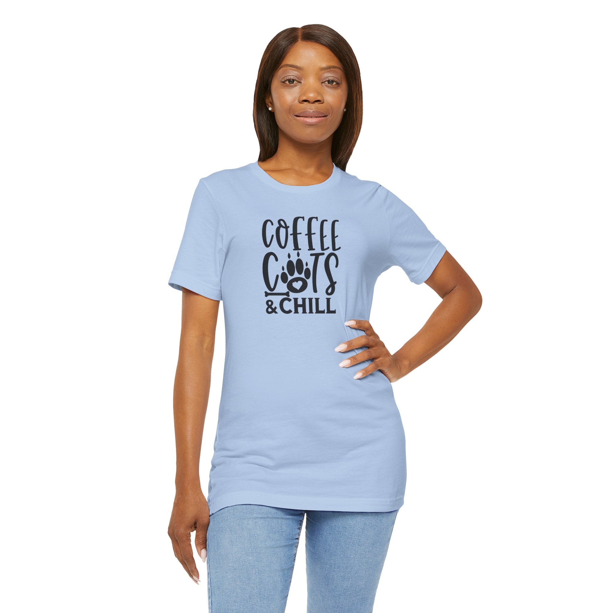 Coffee, Cats & Chill Tee — Cat Lover Coffee T‑Shirt