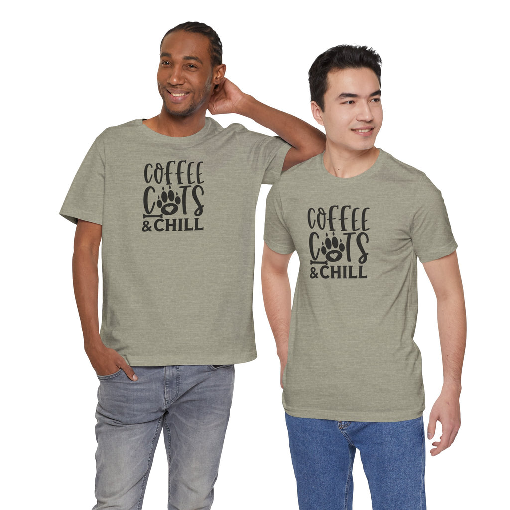 Coffee, Cats & Chill Tee — Cat Lover Coffee T‑Shirt