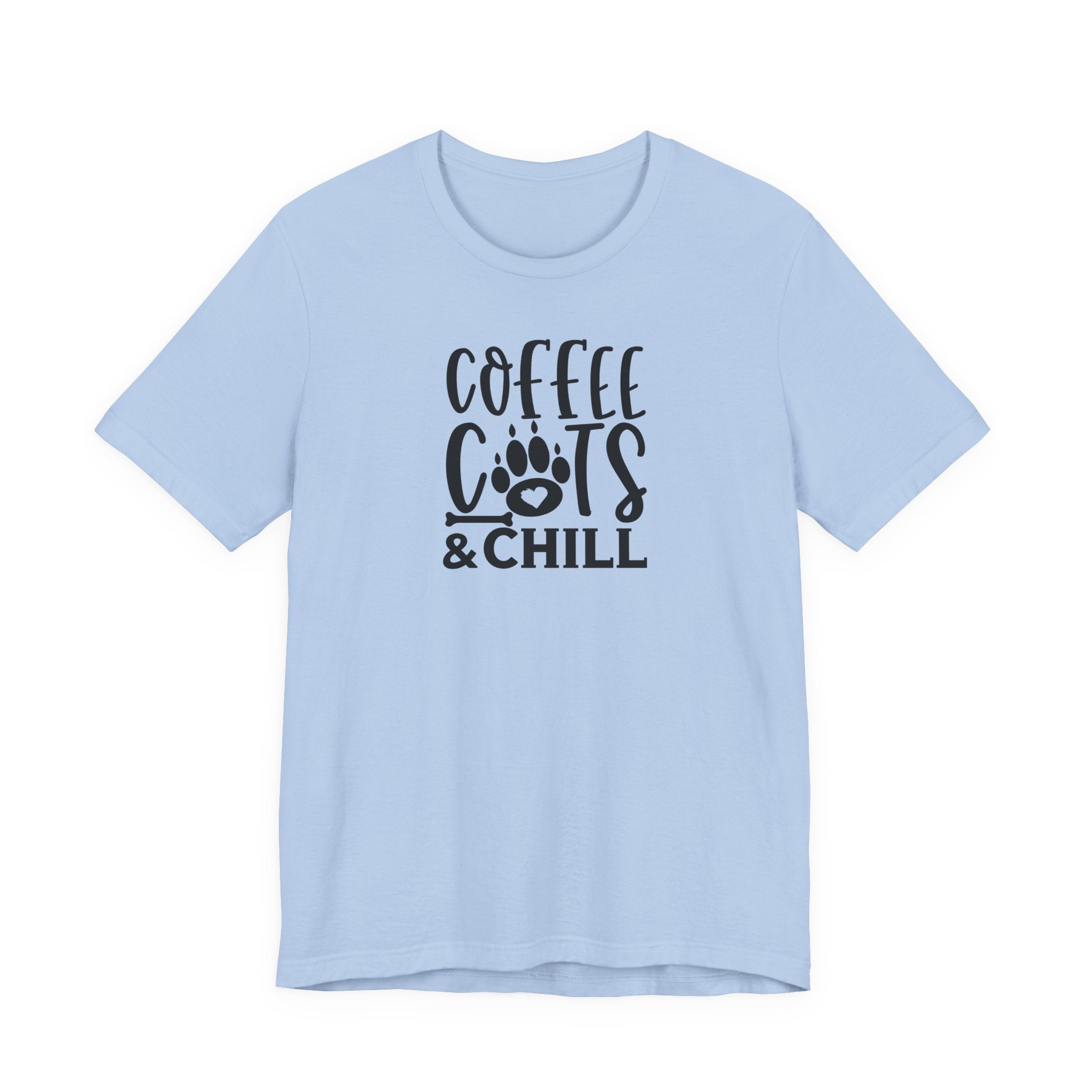 Coffee, Cats & Chill Tee — Cat Lover Coffee T‑Shirt