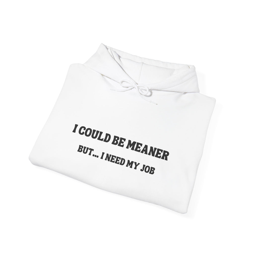 I Could Be Meaner But I Need My Job Hoodie — Funny Work Humor Hooded Sweatshirt