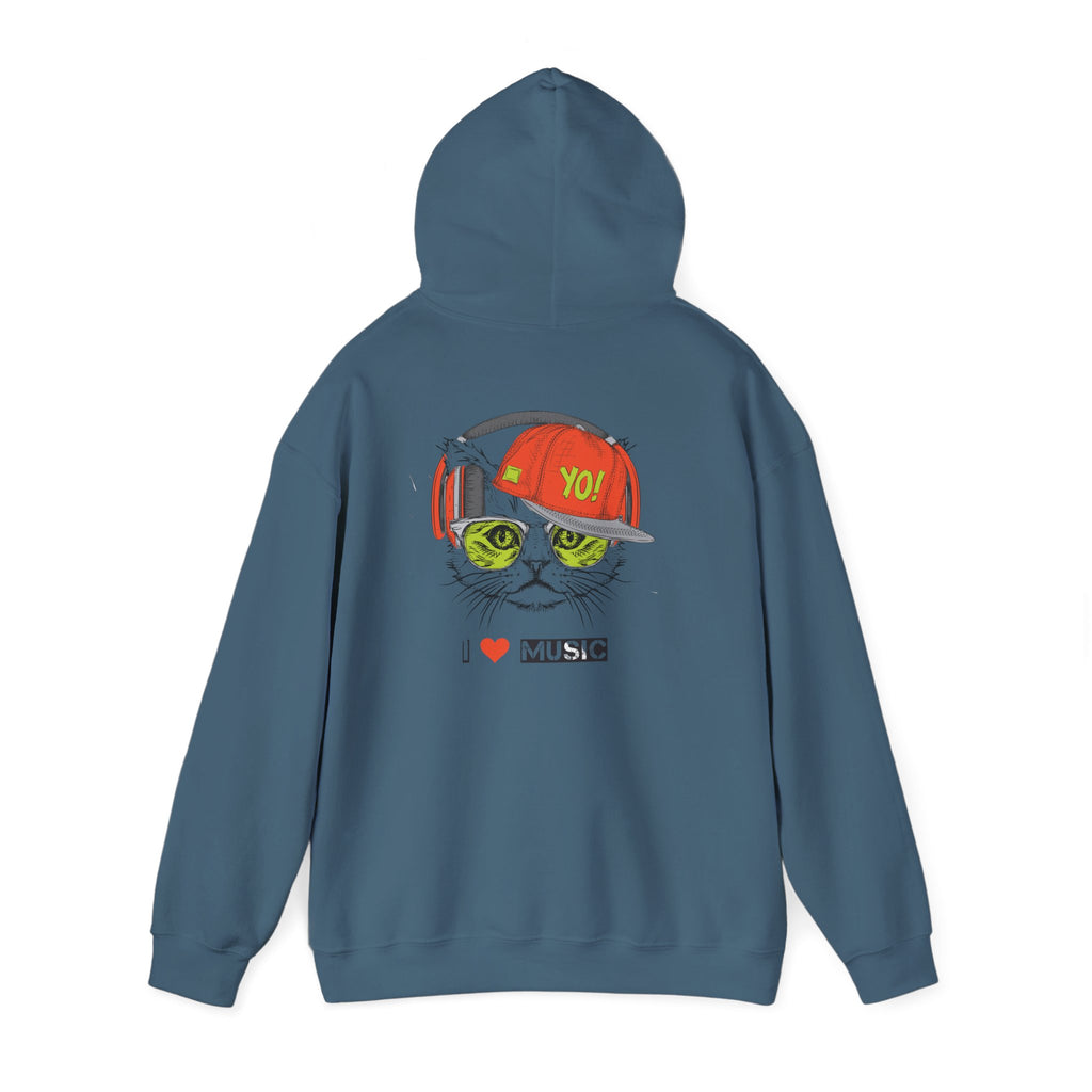 I Love Music Cool Cat Hoodie