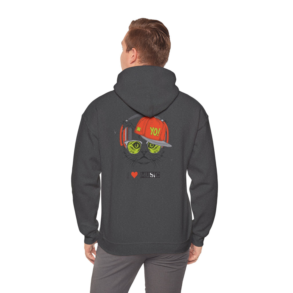 I Love Music Cool Cat Hoodie
