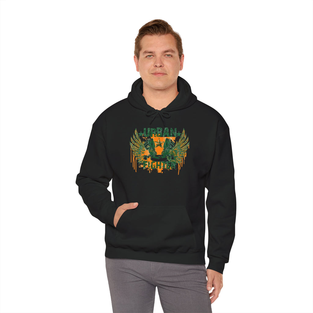 Urban Fighter Hoodie — Vintage Winged Tiger Graphic Sweatshirt