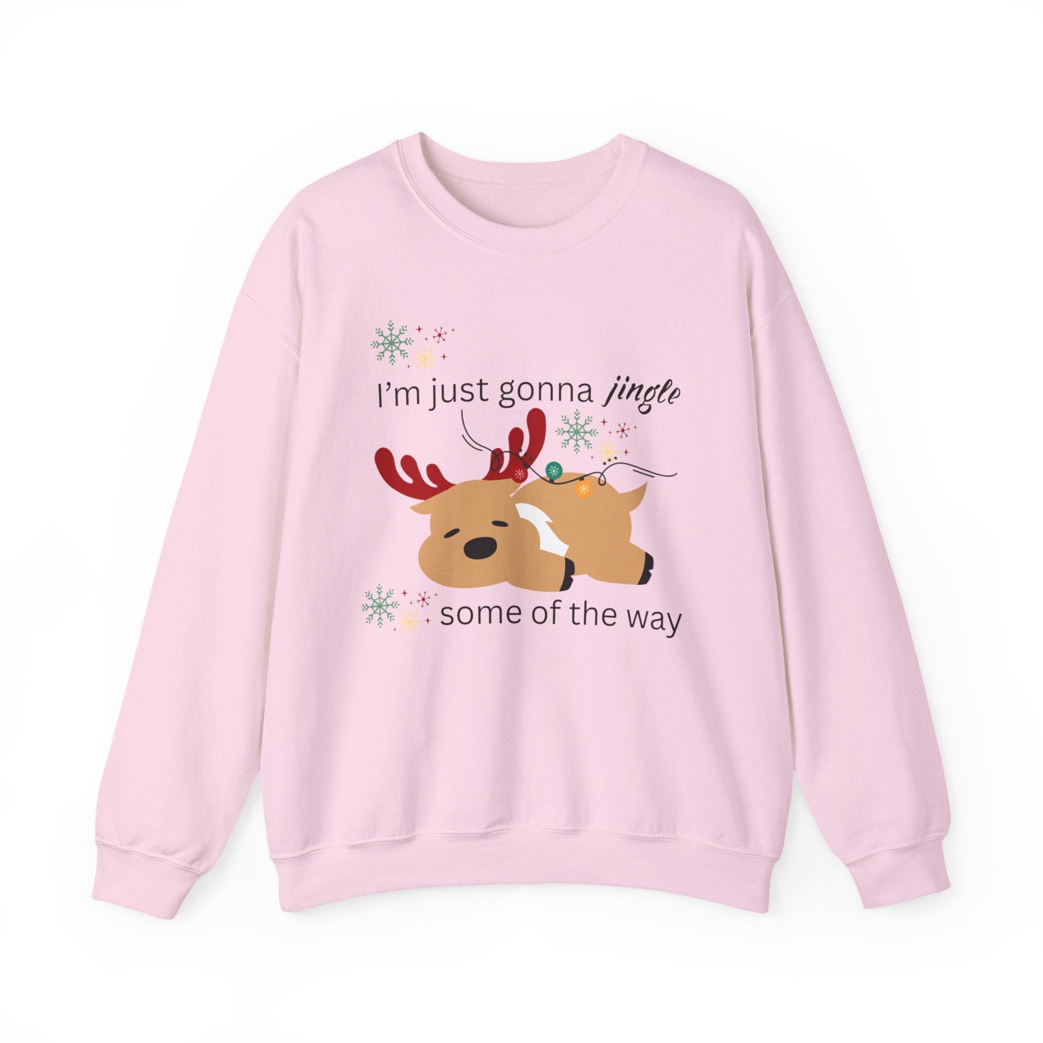 Cute Reindeer Holiday Sweatshirt — "I’m Just Gonna Jingle Some of the Way" Cute Reindeer Crewneck Sweatshirt  Holiday Sweatshirt