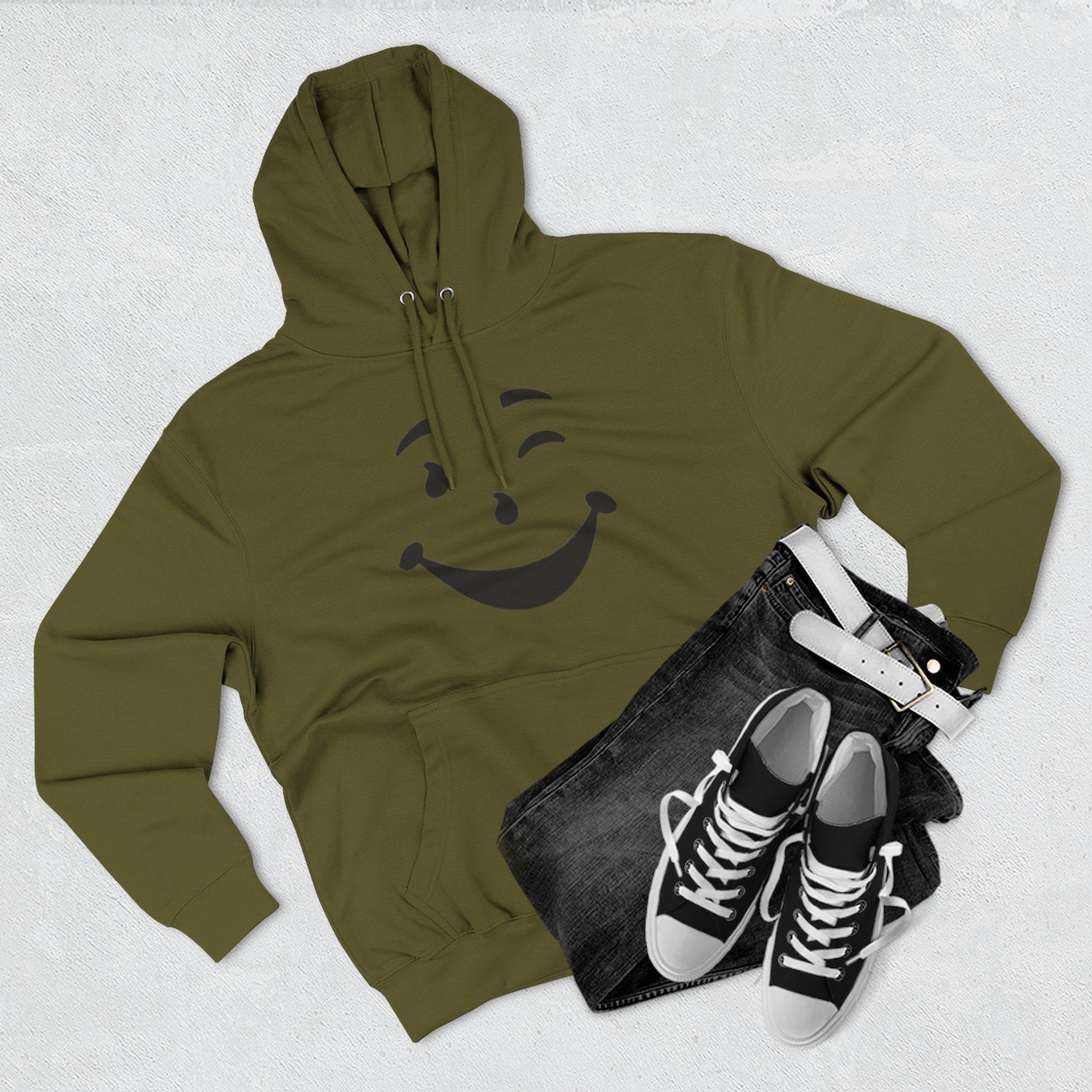 Cool Smiley Face Three-Panel Fleece Hoodie