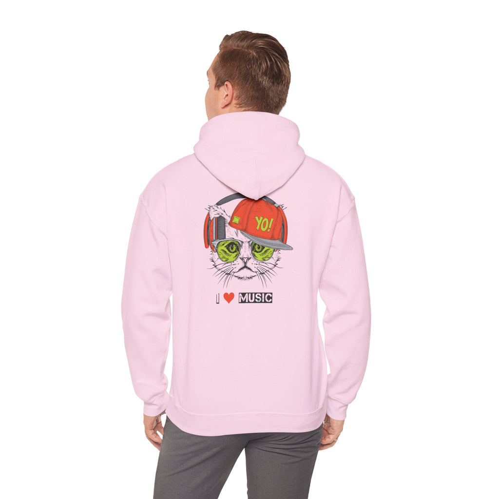 I Love Music Cool Cat Hoodie