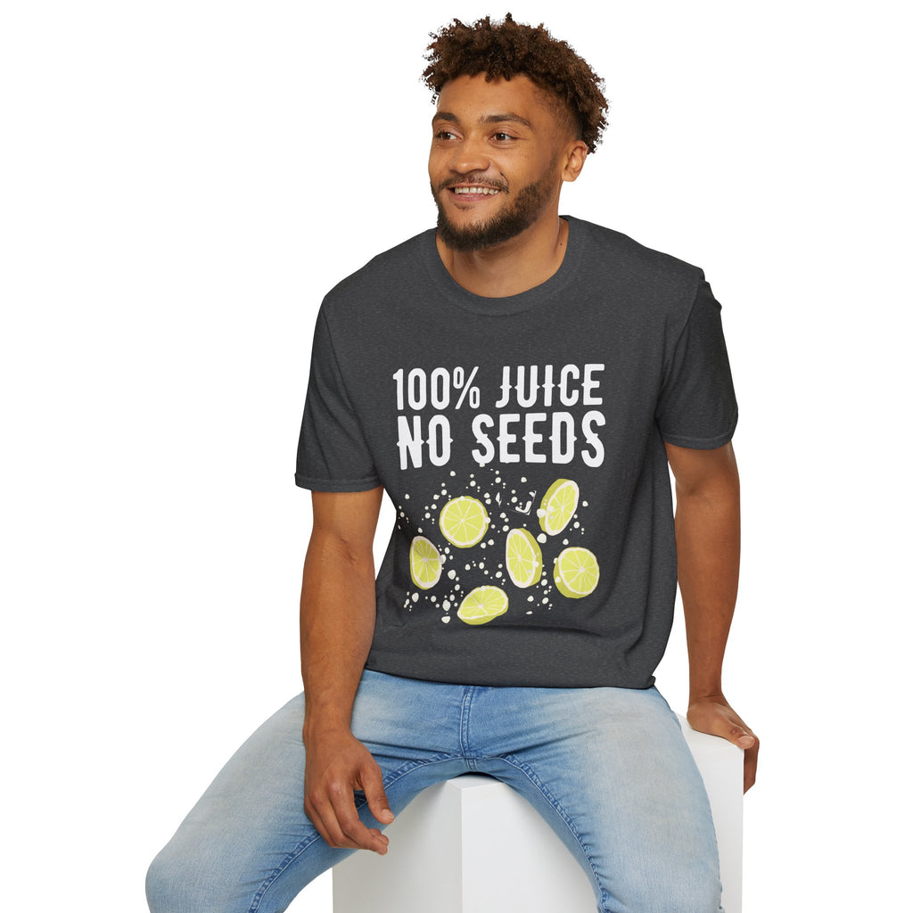 100% Juice No Seeds Lemon T-Shirt — Funny Fruit Graphic Tee
