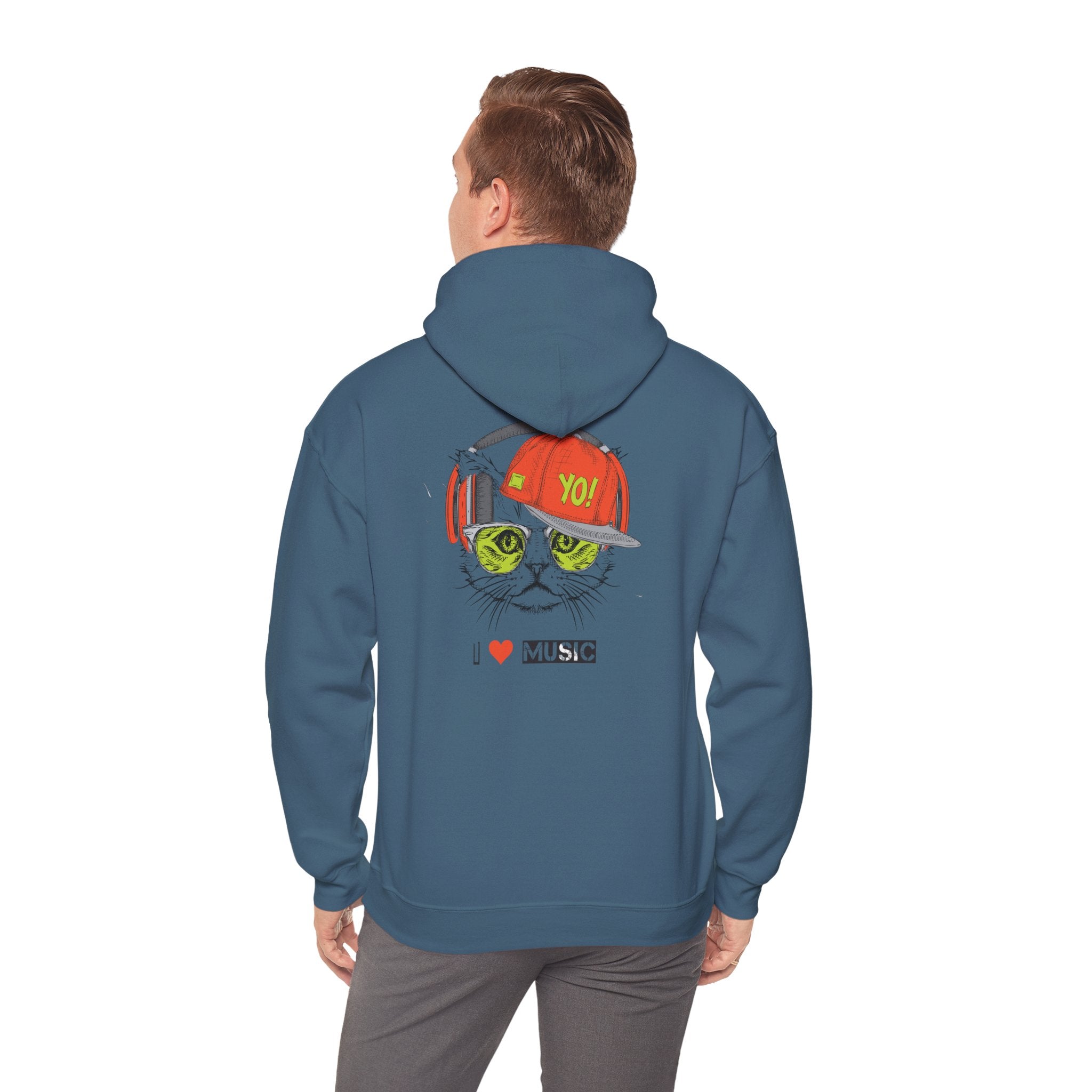 I Love Music Cool Cat Hoodie