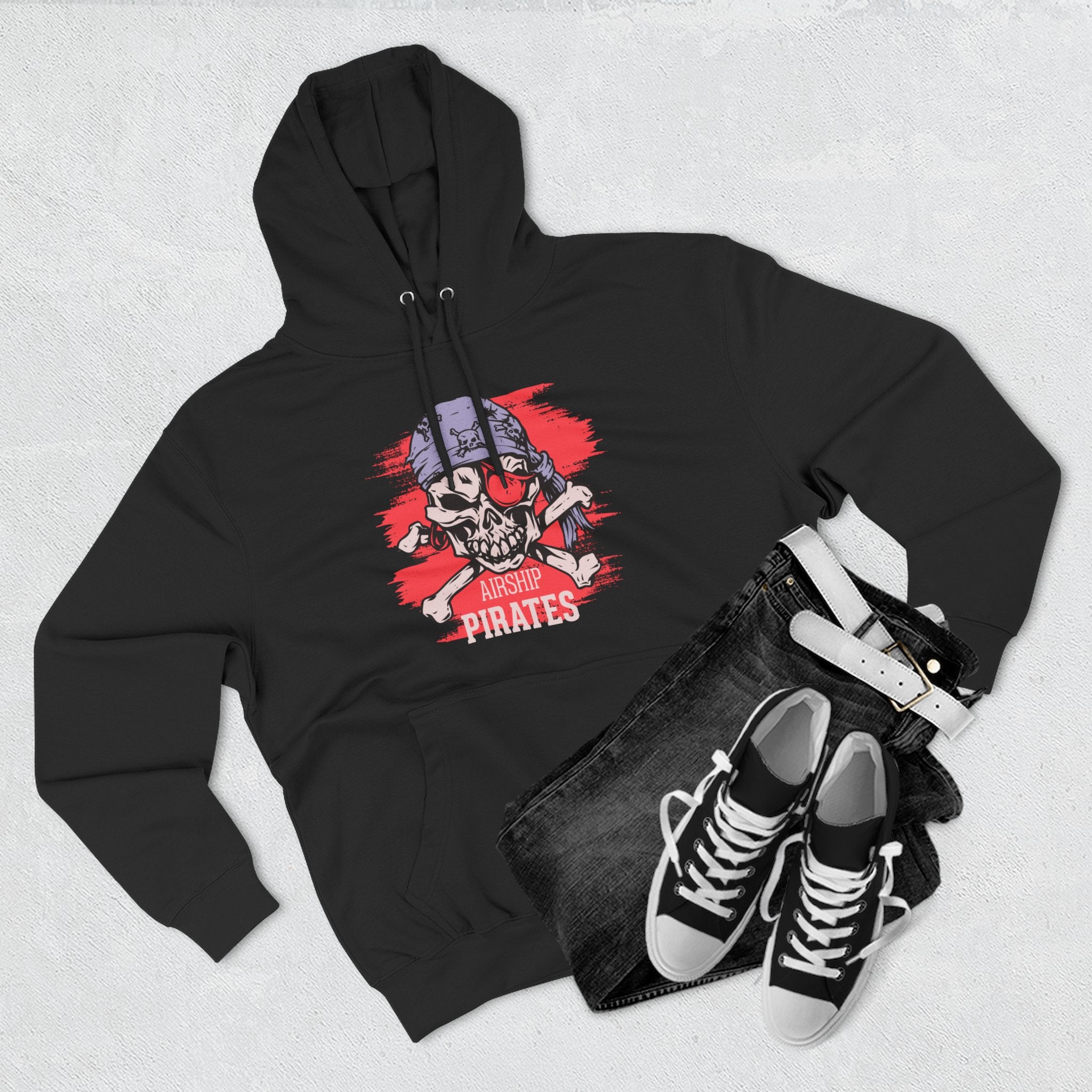 Pirate Skull Hoodie 'Airship Pirates' Graphic Pullover Hoodie