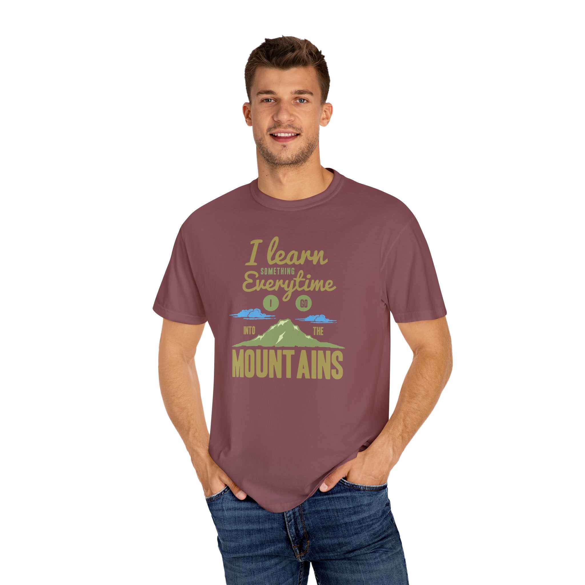 I Learn Everytime Into the Mountains Tee, Outdoor Adventure T-Shirt, Nature Lover Gift, Hiking Apparel, Unisex Casual Wear