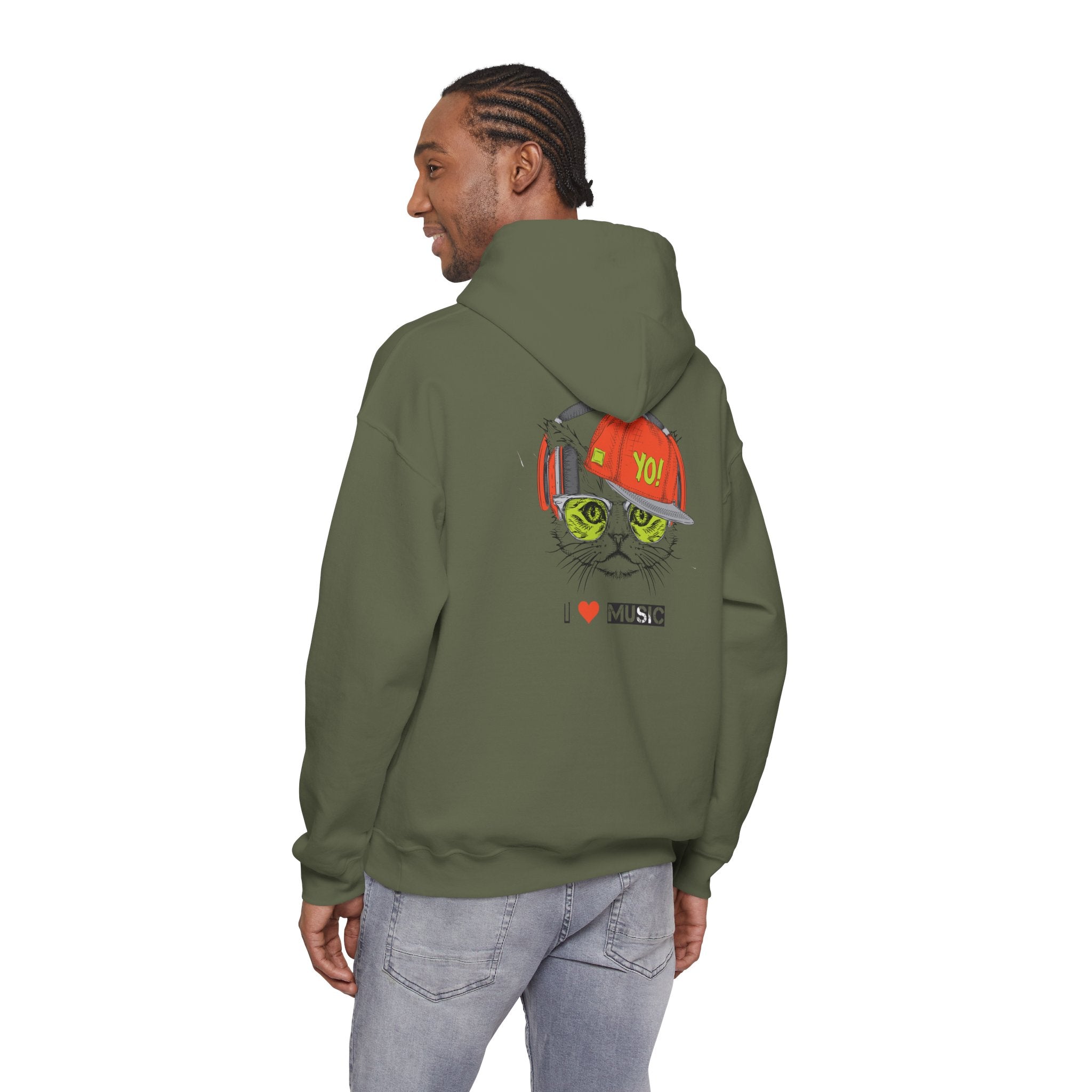 I Love Music Cool Cat Hoodie