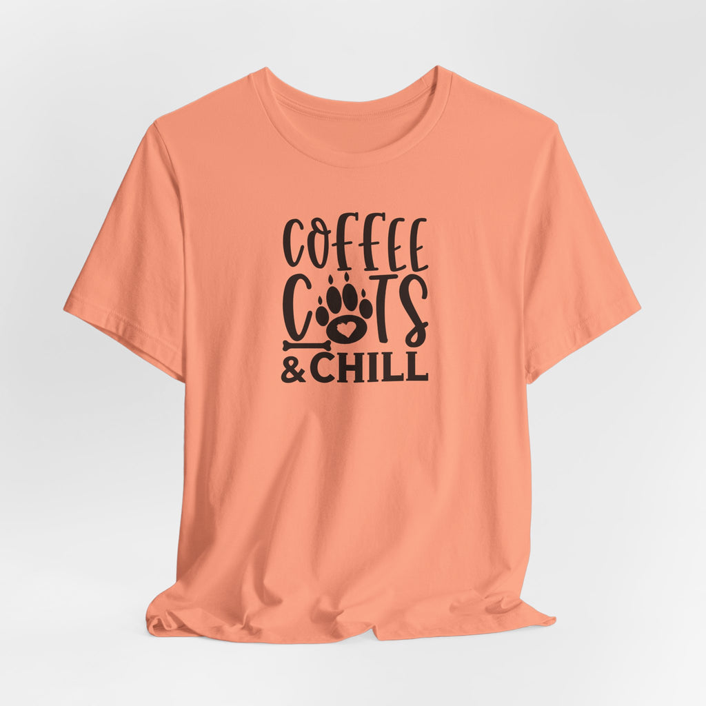 Coffee, Cats & Chill Tee — Cat Lover Coffee T‑Shirt