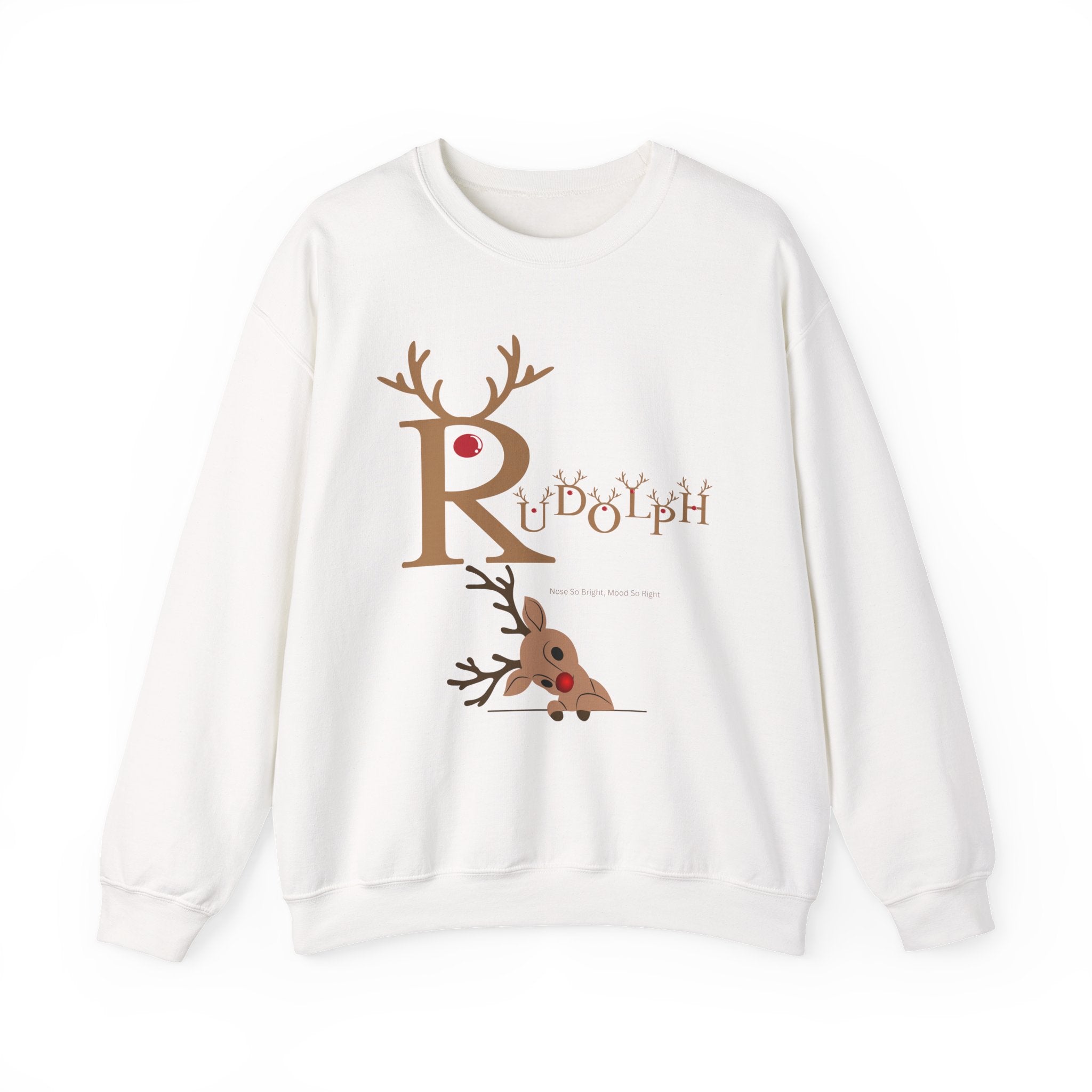 Rudolph "Nose So Bright, Mood So Right" Christmas Crewneck Sweatshirt