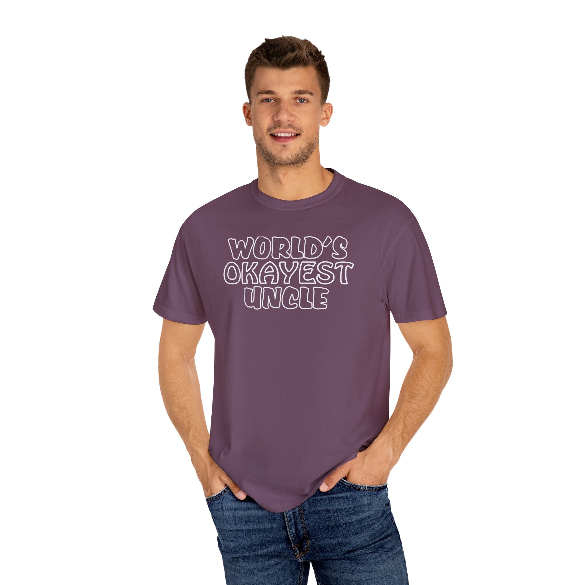 Worlds Okayest Uncle Mens T-Shirt - Perfect Gift for Him