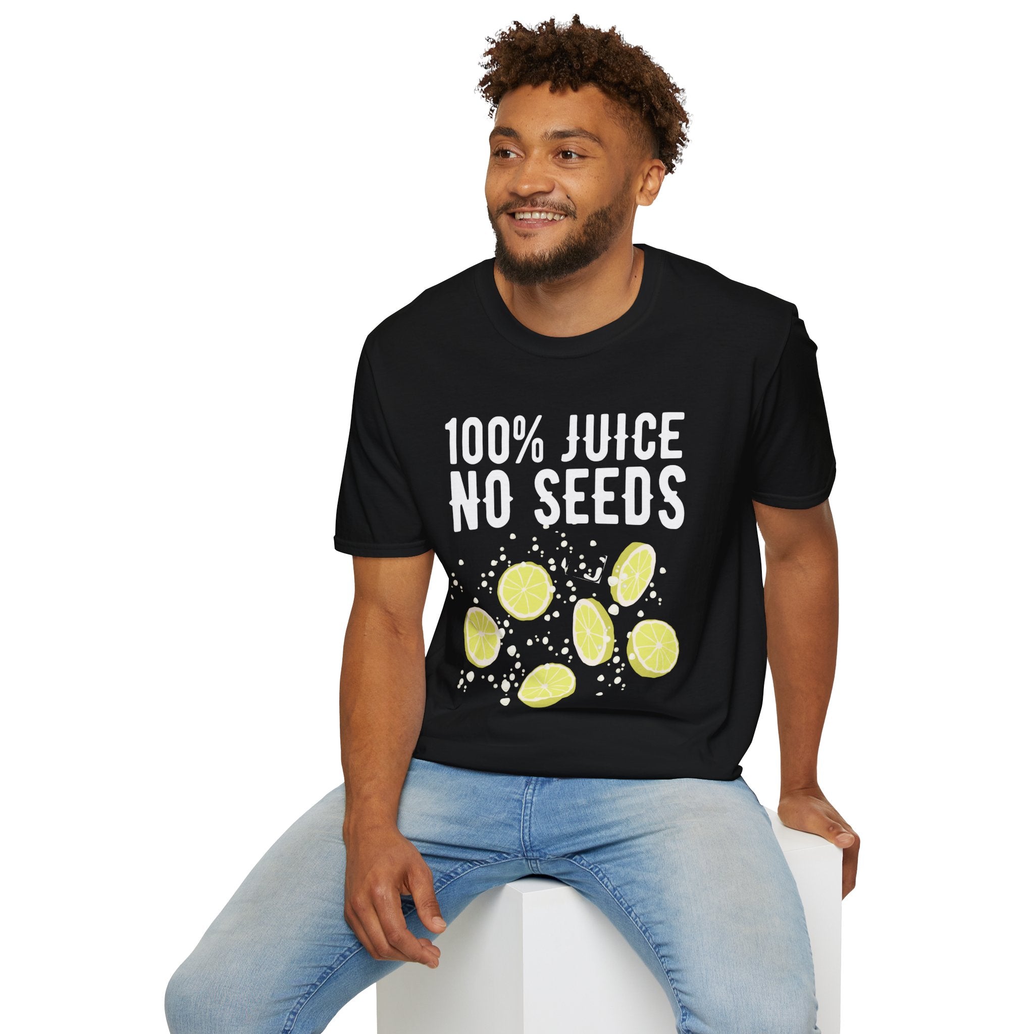 100% Juice No Seeds Lemon T-Shirt — Funny Fruit Graphic Tee