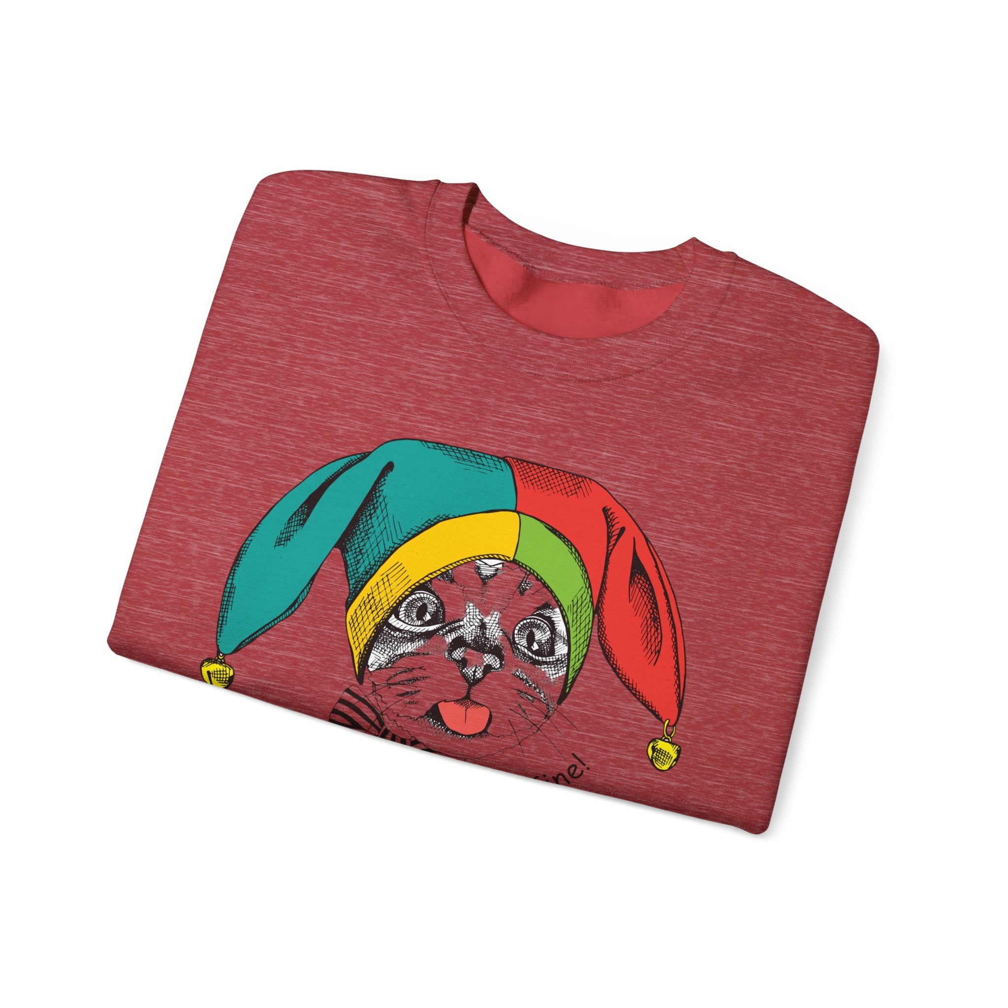 Jester Kitty Crewneck Sweatshirt - I'm Fine!