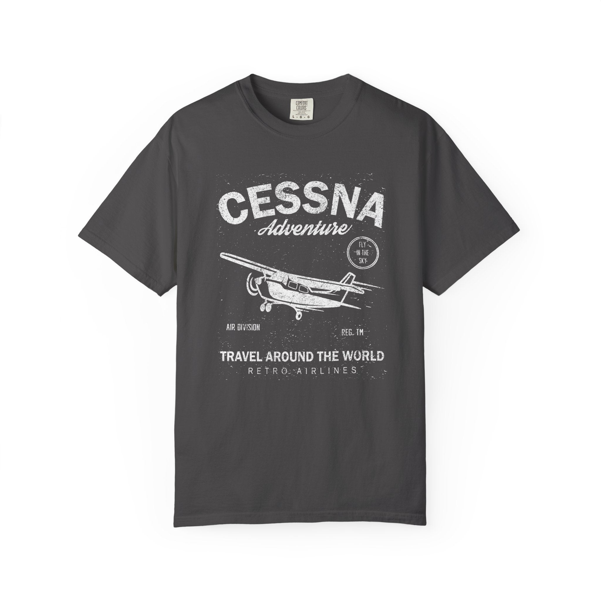 Cessna Adventure Travel T-Shirt, Unisex Aviator Vintage Tee Retro Design Shirt
