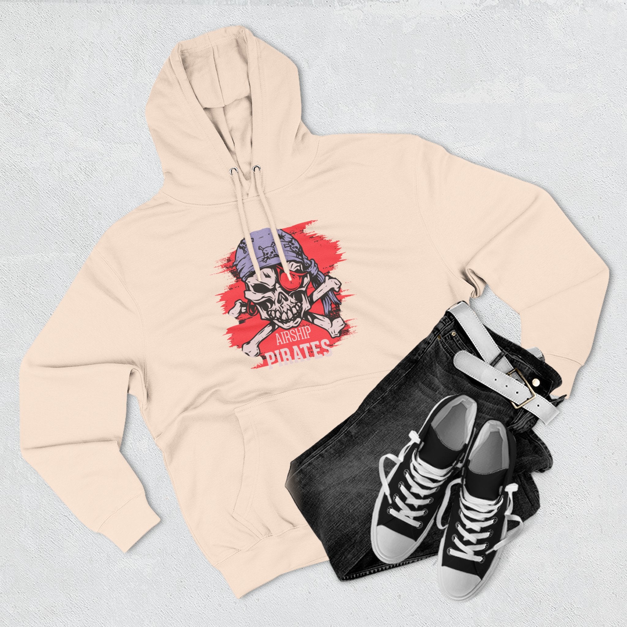 Pirate Skull Hoodie 'Airship Pirates' Graphic Pullover Hoodie