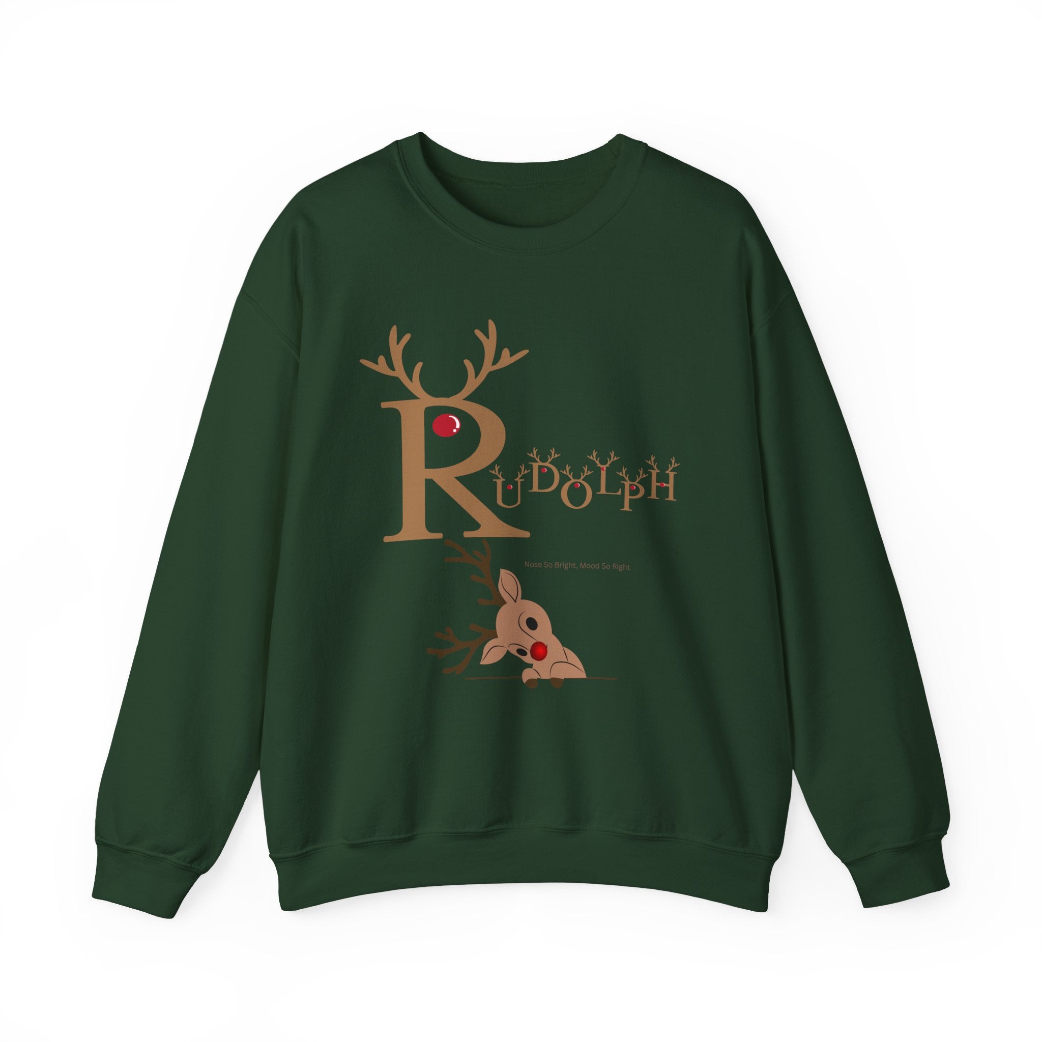 Rudolph "Nose So Bright, Mood So Right" Christmas Crewneck Sweatshirt