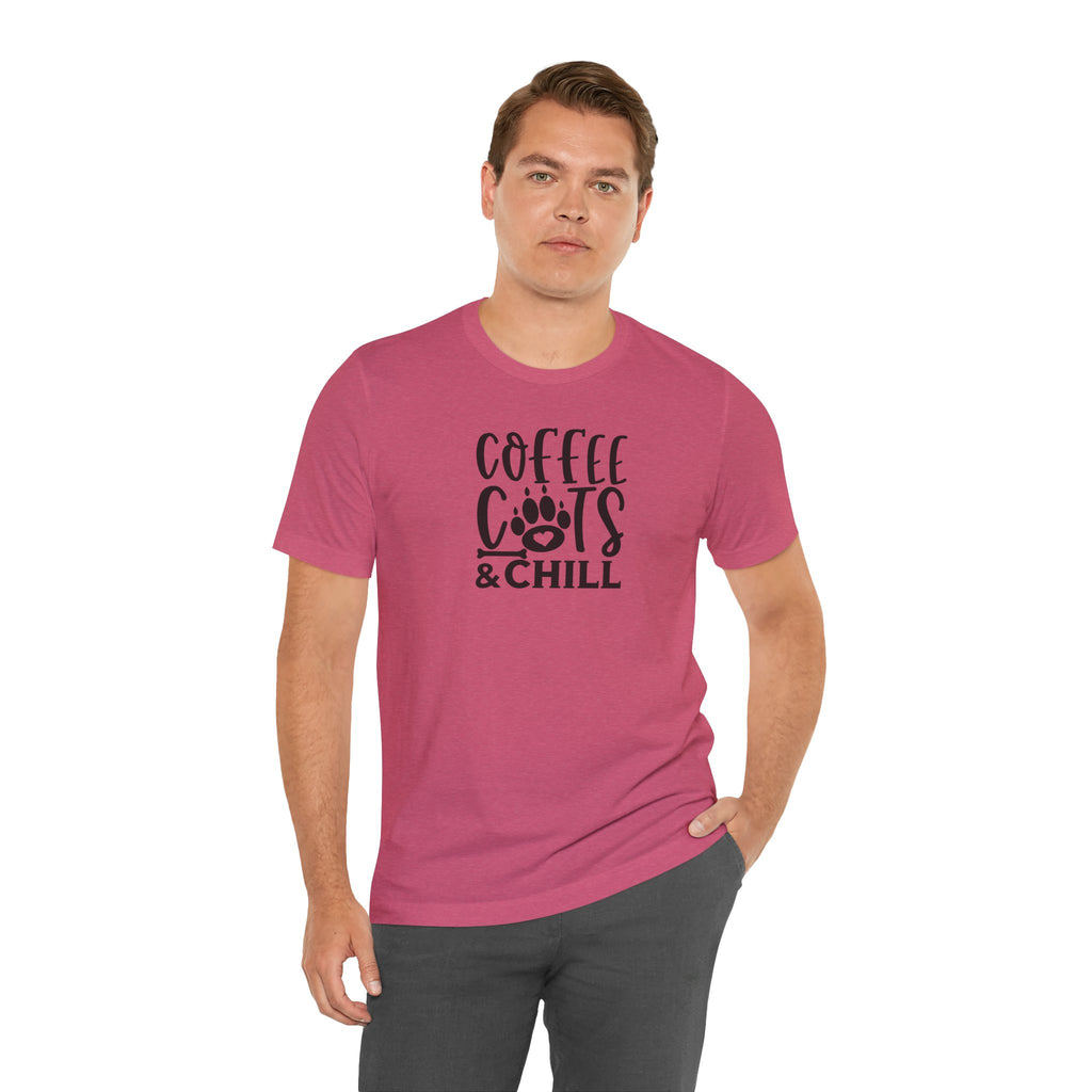 Coffee, Cats & Chill Tee — Cat Lover Coffee T‑Shirt