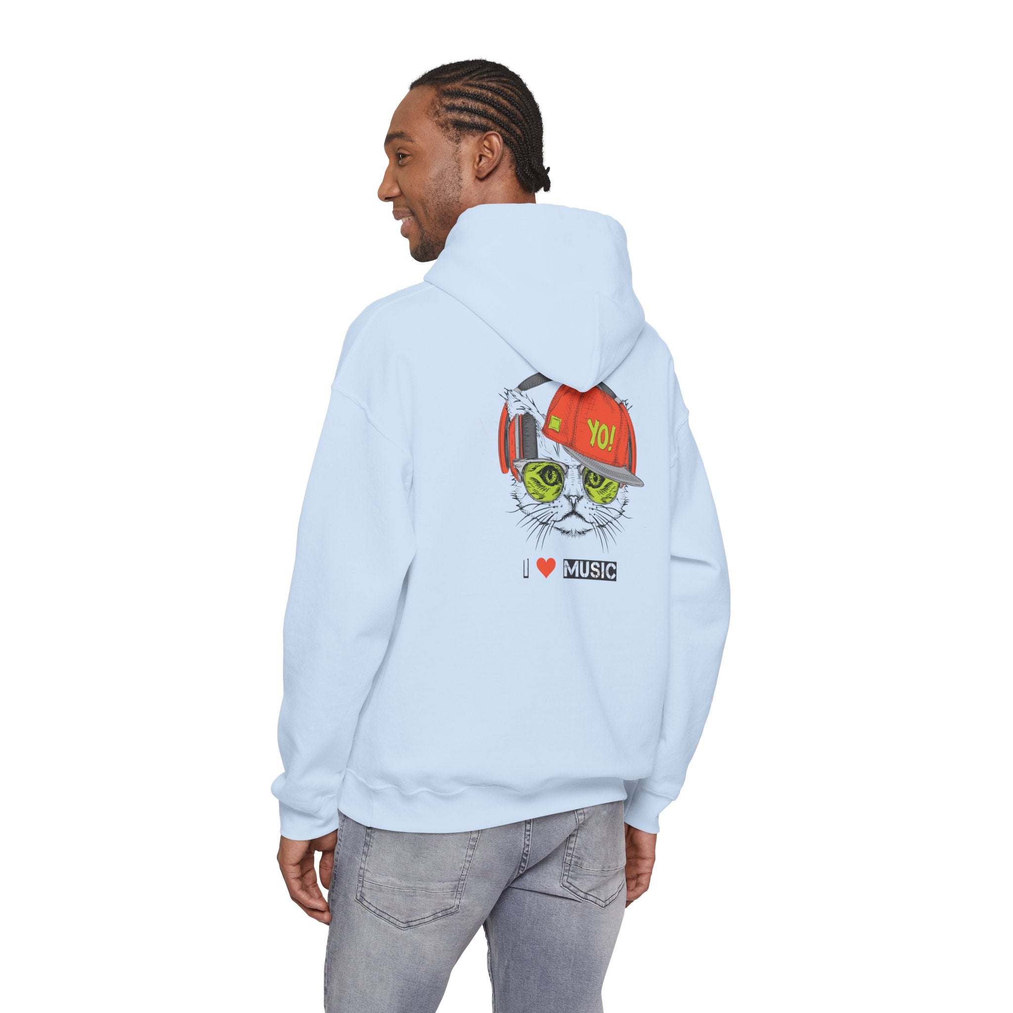 I Love Music Cool Cat Hoodie