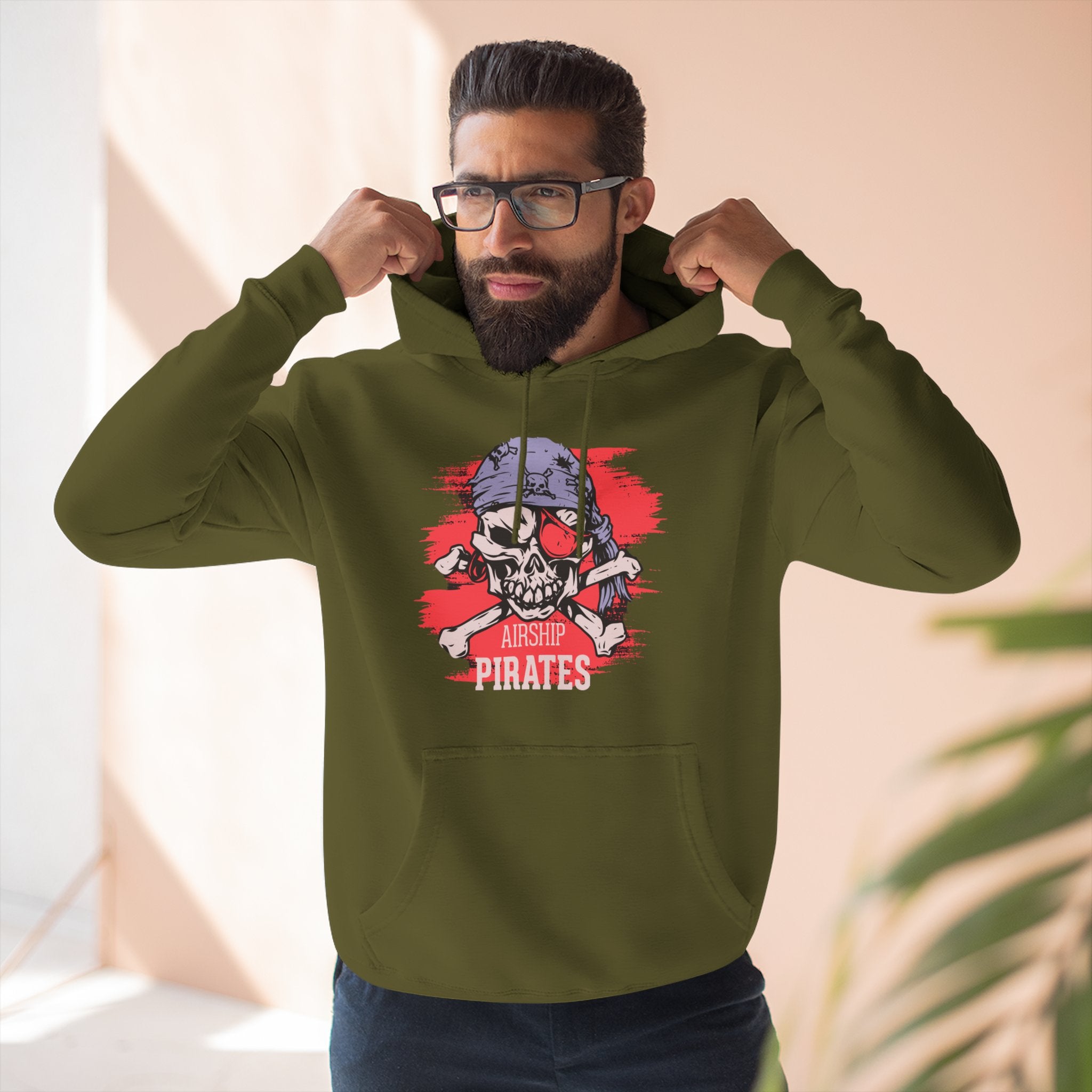 Pirate Skull Hoodie 'Airship Pirates' Graphic Pullover Hoodie