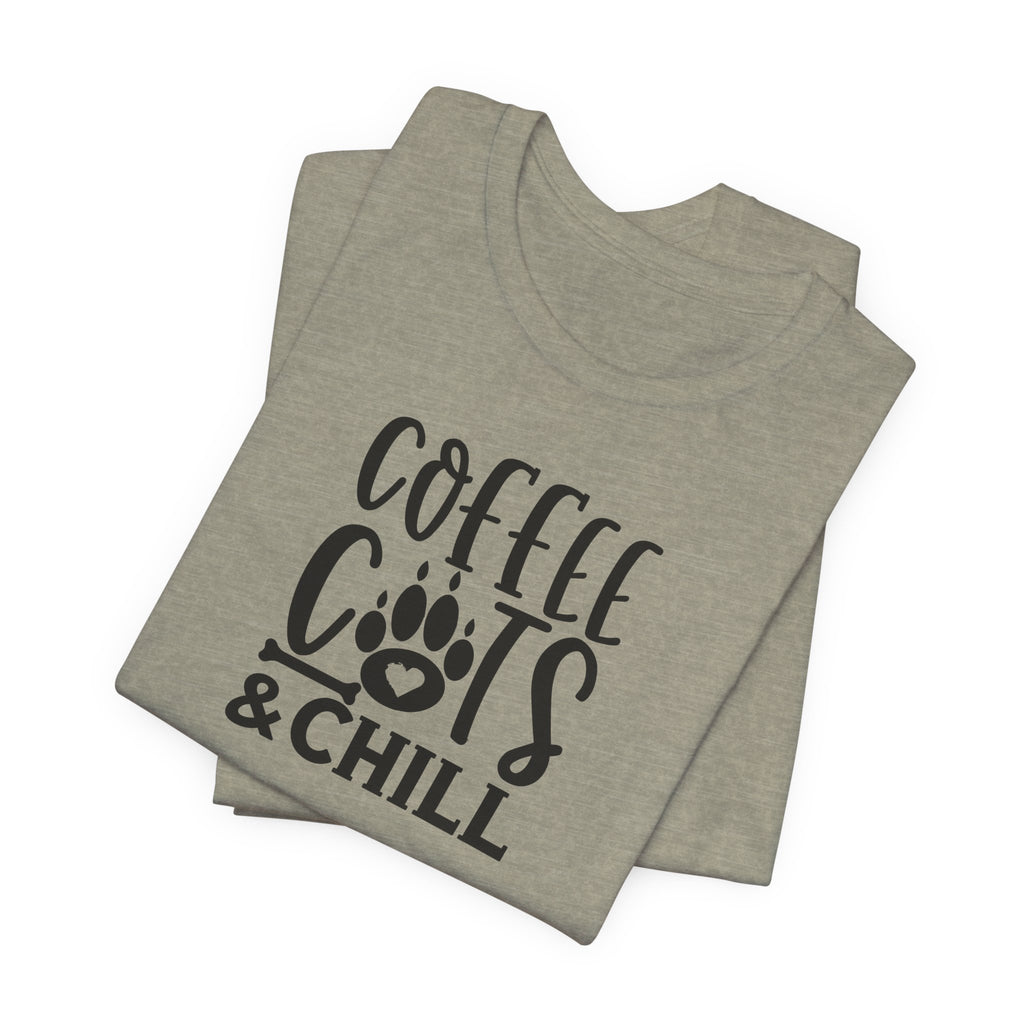 Coffee, Cats & Chill Tee — Cat Lover Coffee T‑Shirt
