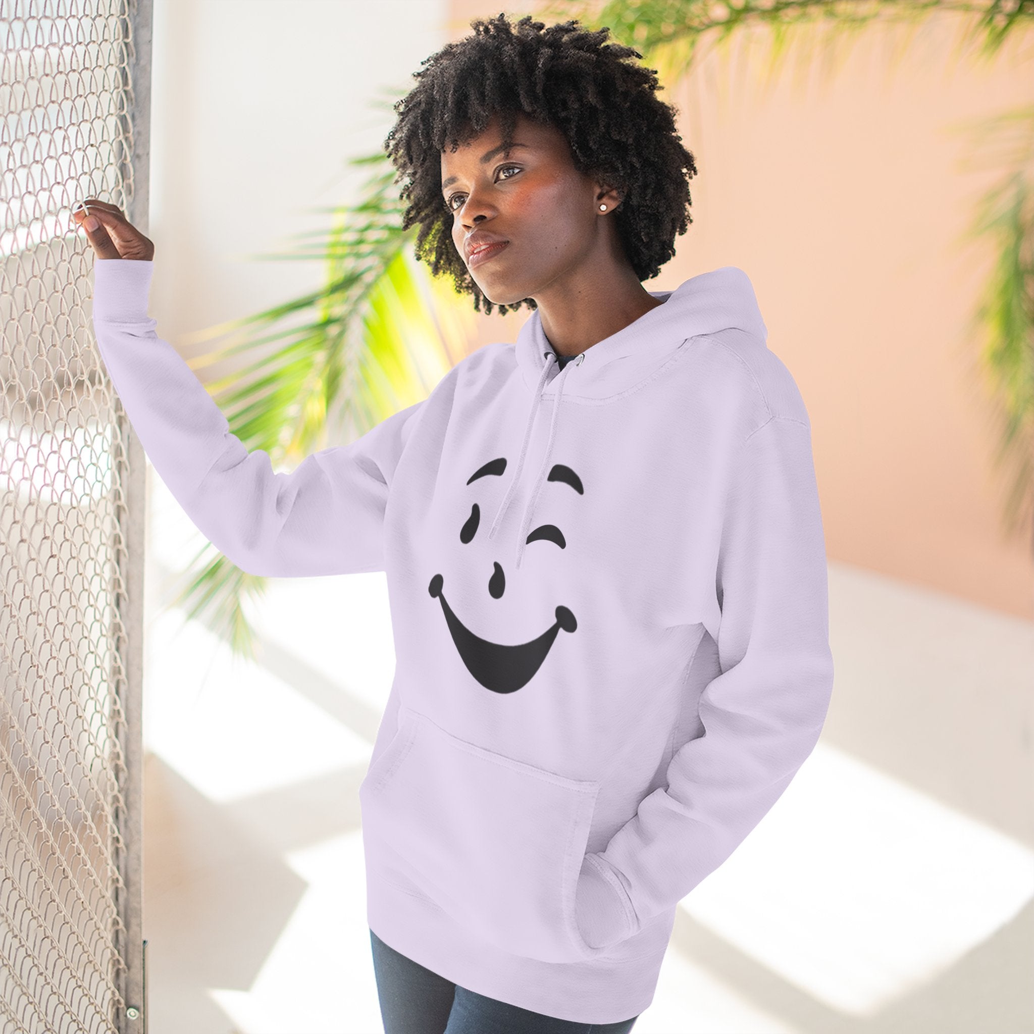 Cool Smiley Face Three-Panel Fleece Hoodie