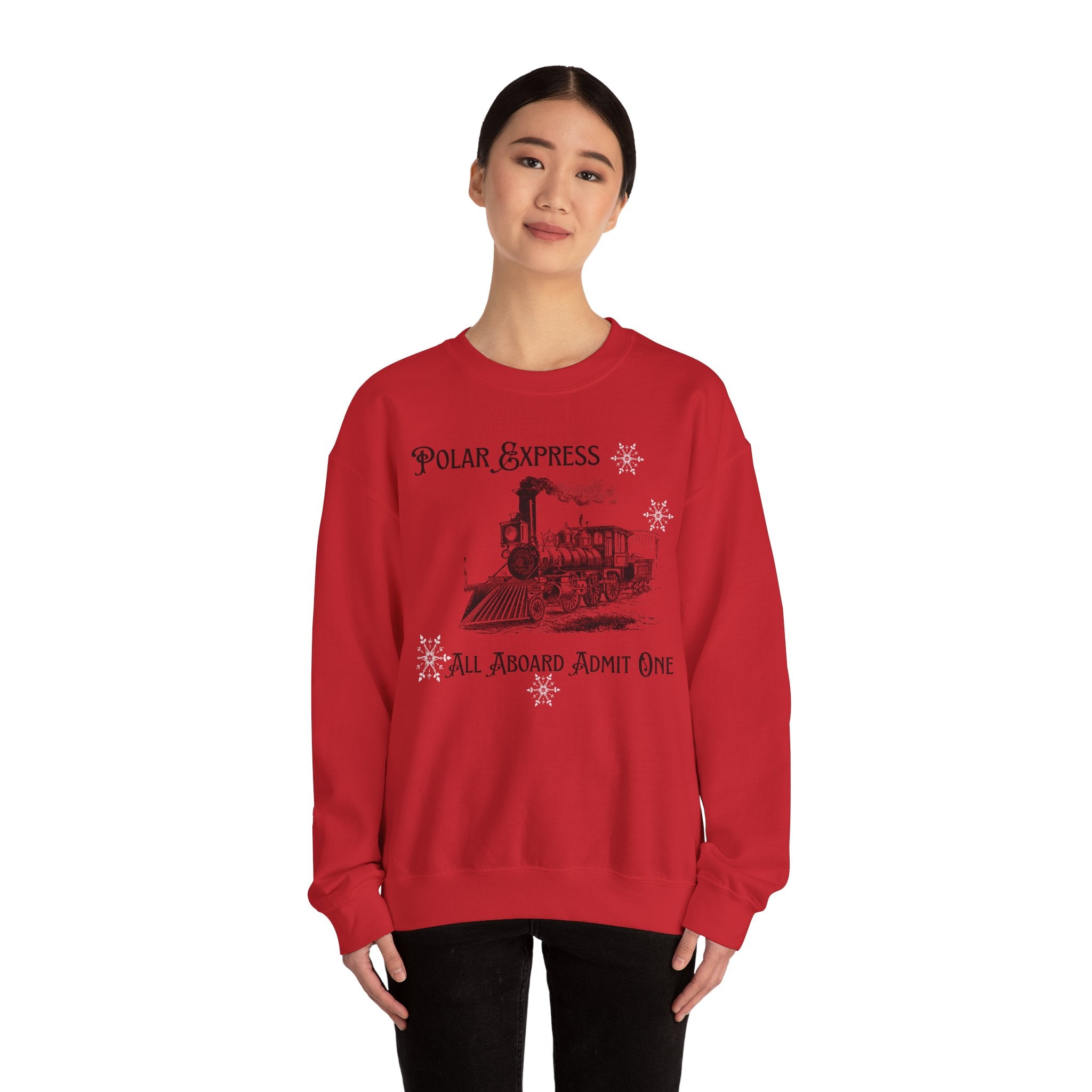 Polar Express Crewneck Sweatshirt – “All Aboard Admit One” Vintage Train Holiday Sweatshirt