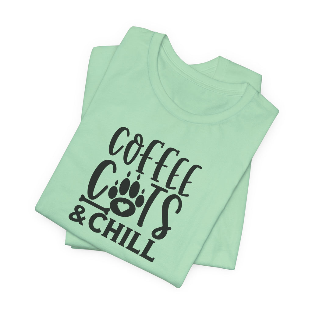 Coffee, Cats & Chill Tee — Cat Lover Coffee T‑Shirt