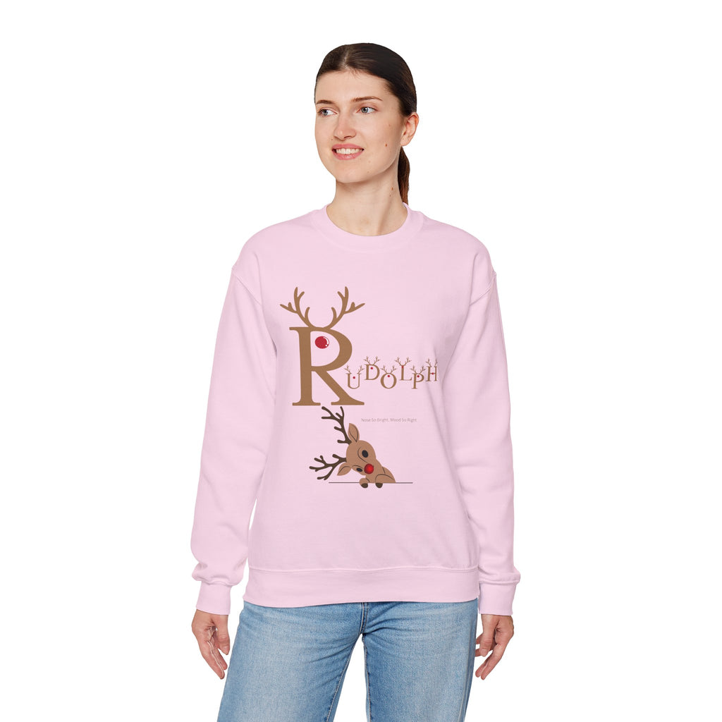 Rudolph "Nose So Bright, Mood So Right" Christmas Crewneck Sweatshirt