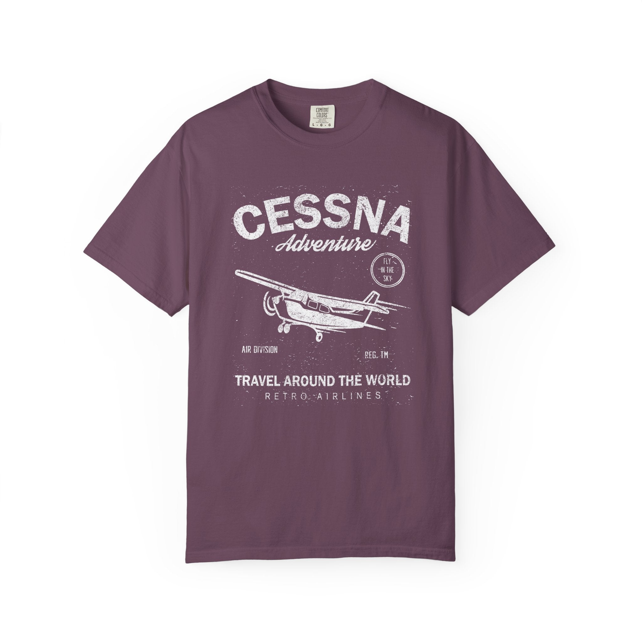 Cessna Adventure Travel T-Shirt, Unisex Aviator Vintage Tee Retro Design Shirt