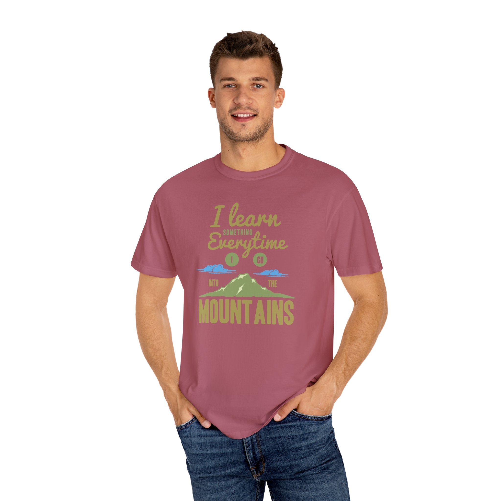 I Learn Everytime Into the Mountains Tee, Outdoor Adventure T-Shirt, Nature Lover Gift, Hiking Apparel, Unisex Casual Wear
