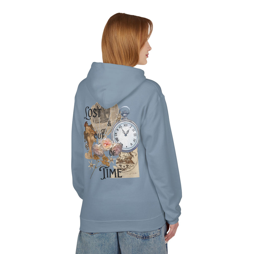 Lost Track of Time Hoodie  Vintage Pocket Watch & Hot Air Balloon