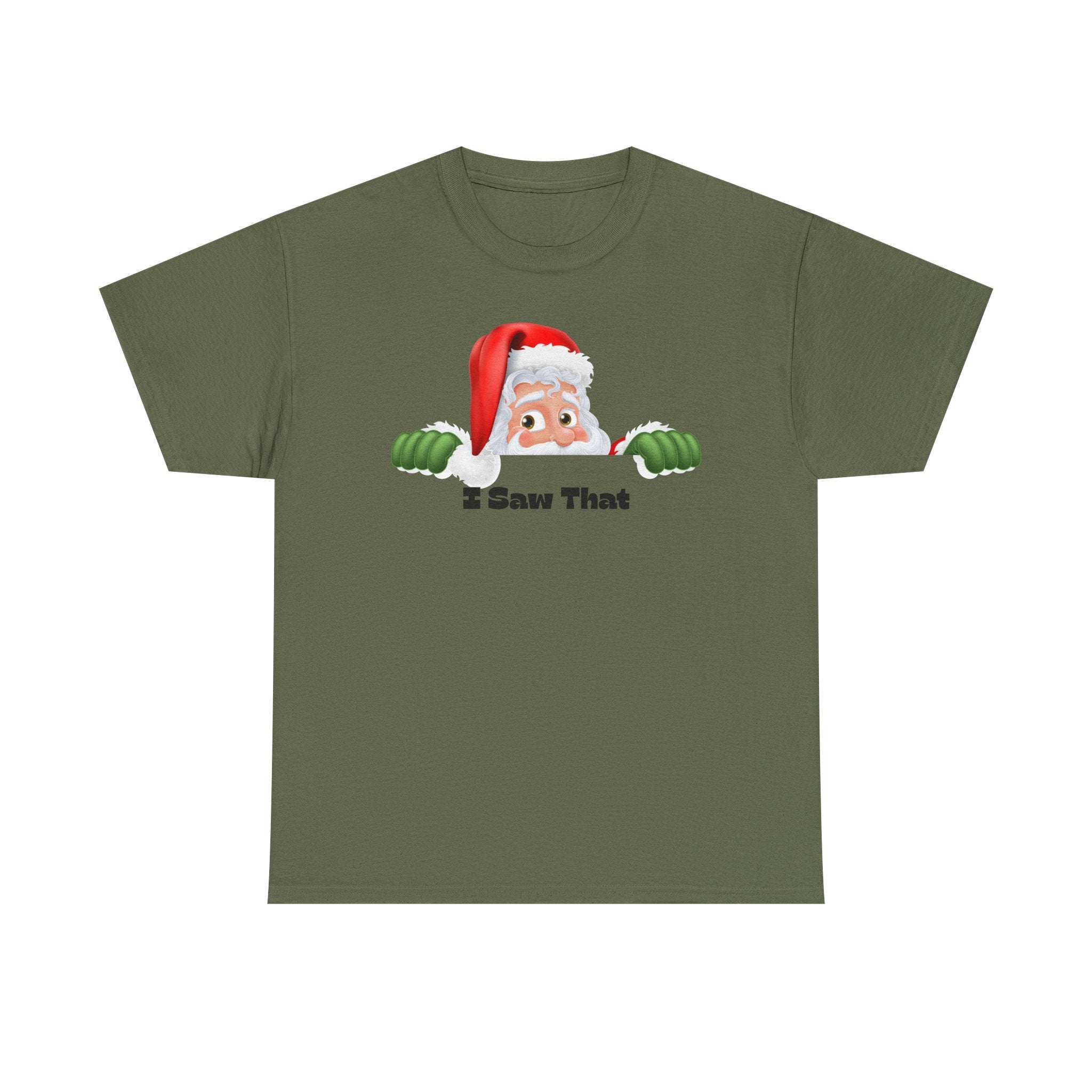 Santa Peeking 'I Saw That' Christmas Tee