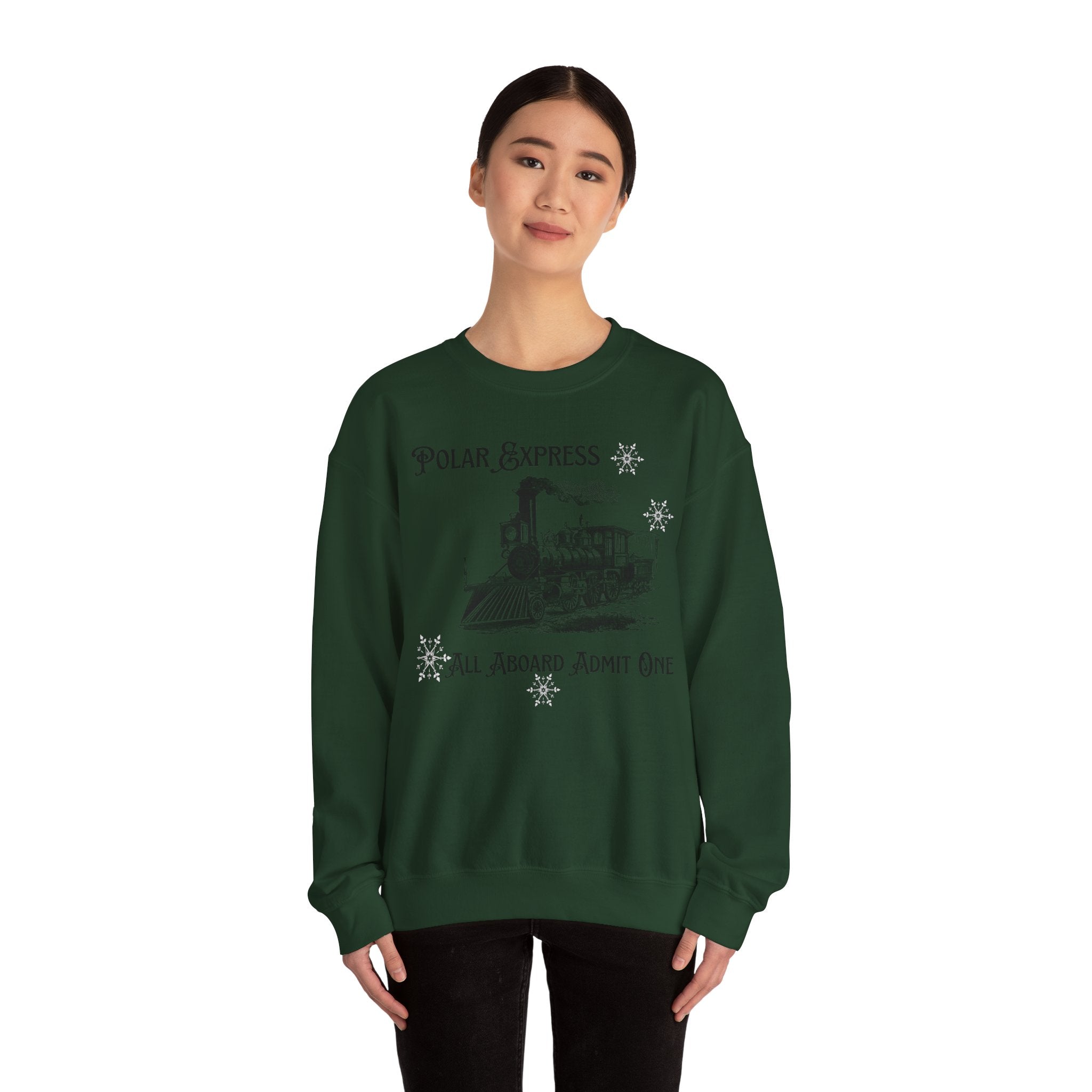 Polar Express Crewneck Sweatshirt – “All Aboard Admit One” Vintage Train Holiday Sweatshirt