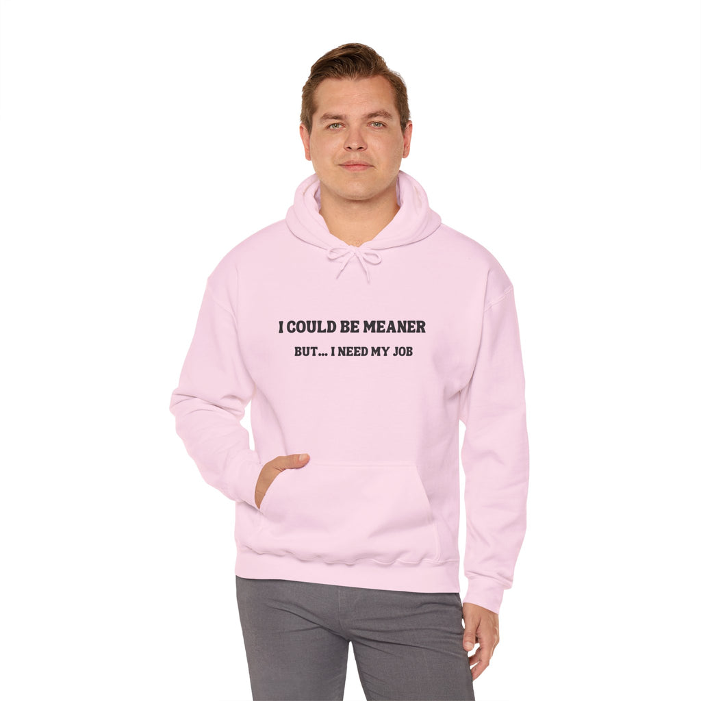 I Could Be Meaner But I Need My Job Hoodie — Funny Work Humor Hooded Sweatshirt