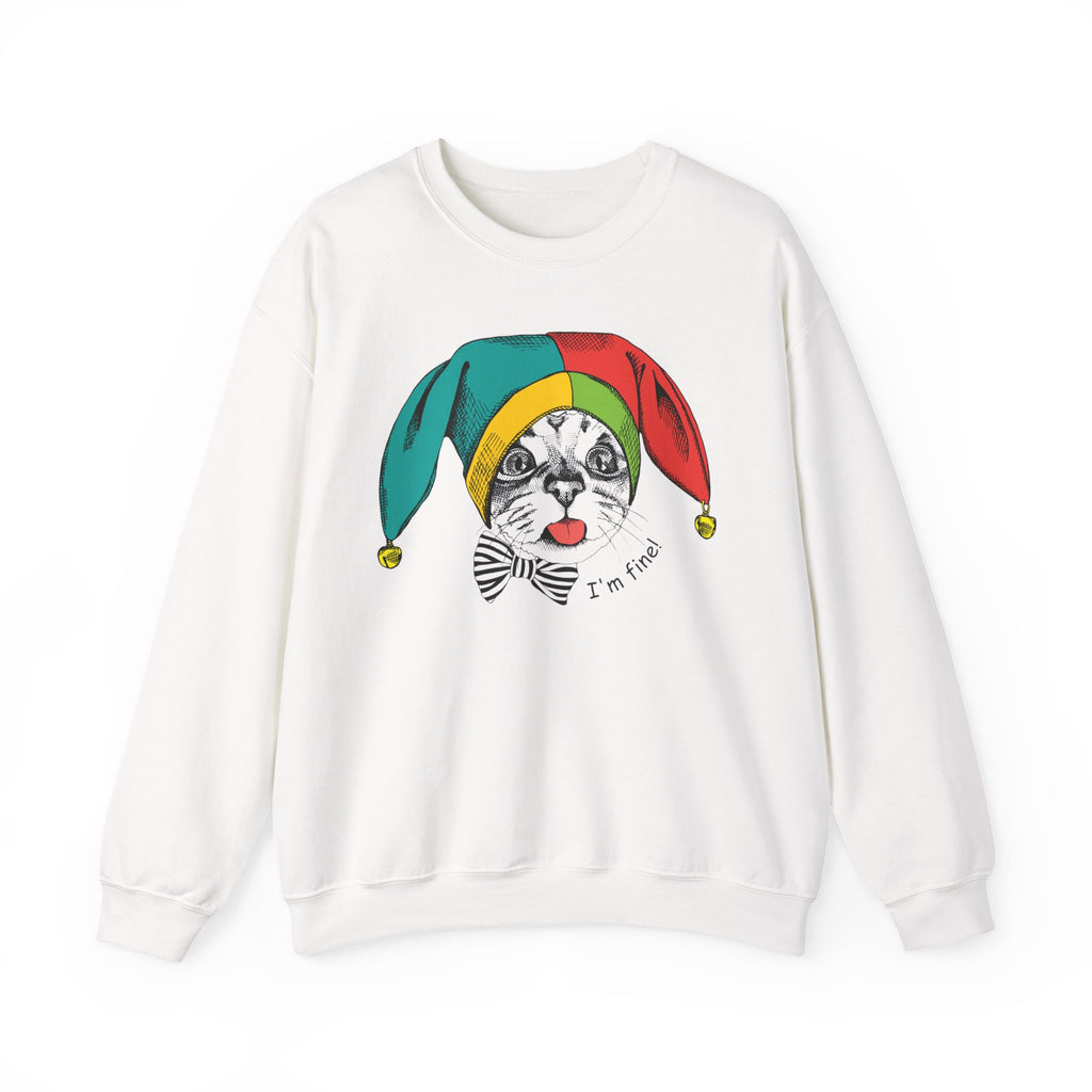 Jester Kitty Crewneck Sweatshirt - I'm Fine!