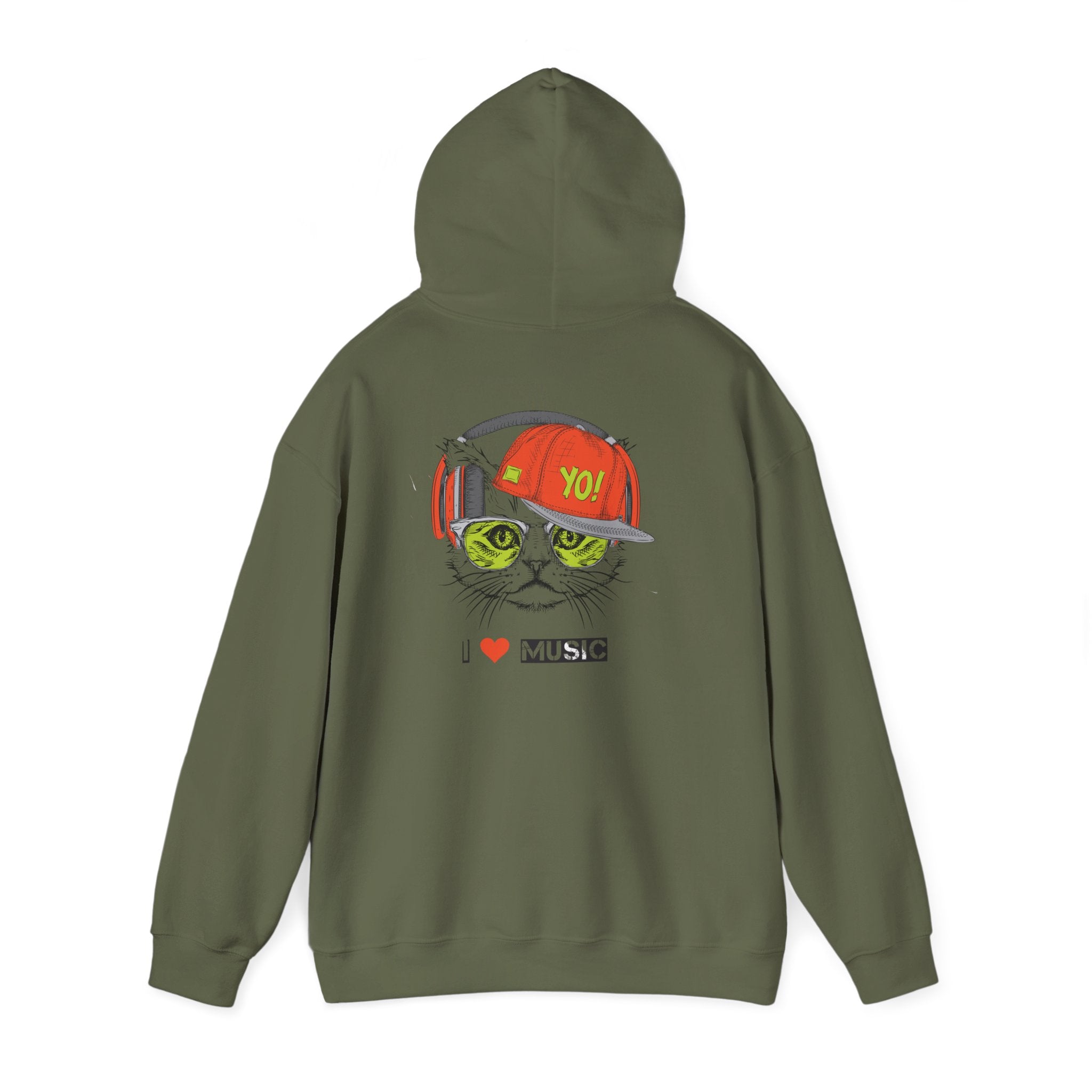 I Love Music Cool Cat Hoodie