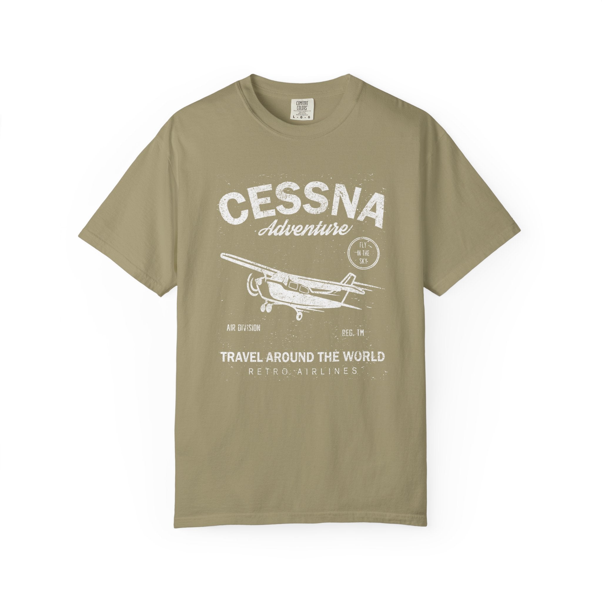 Cessna Adventure Travel T-Shirt, Unisex Aviator Vintage Tee Retro Design Shirt