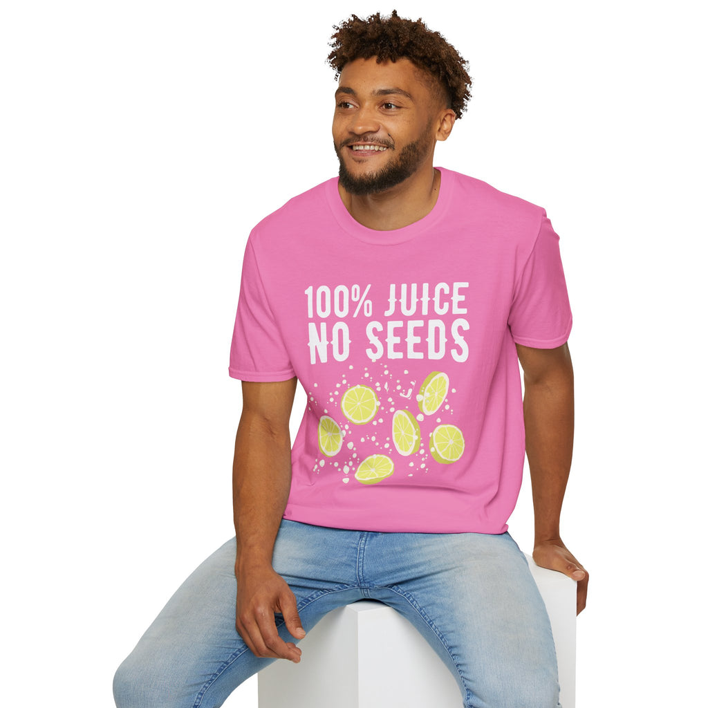100% Juice No Seeds Lemon T-Shirt — Funny Fruit Graphic Tee