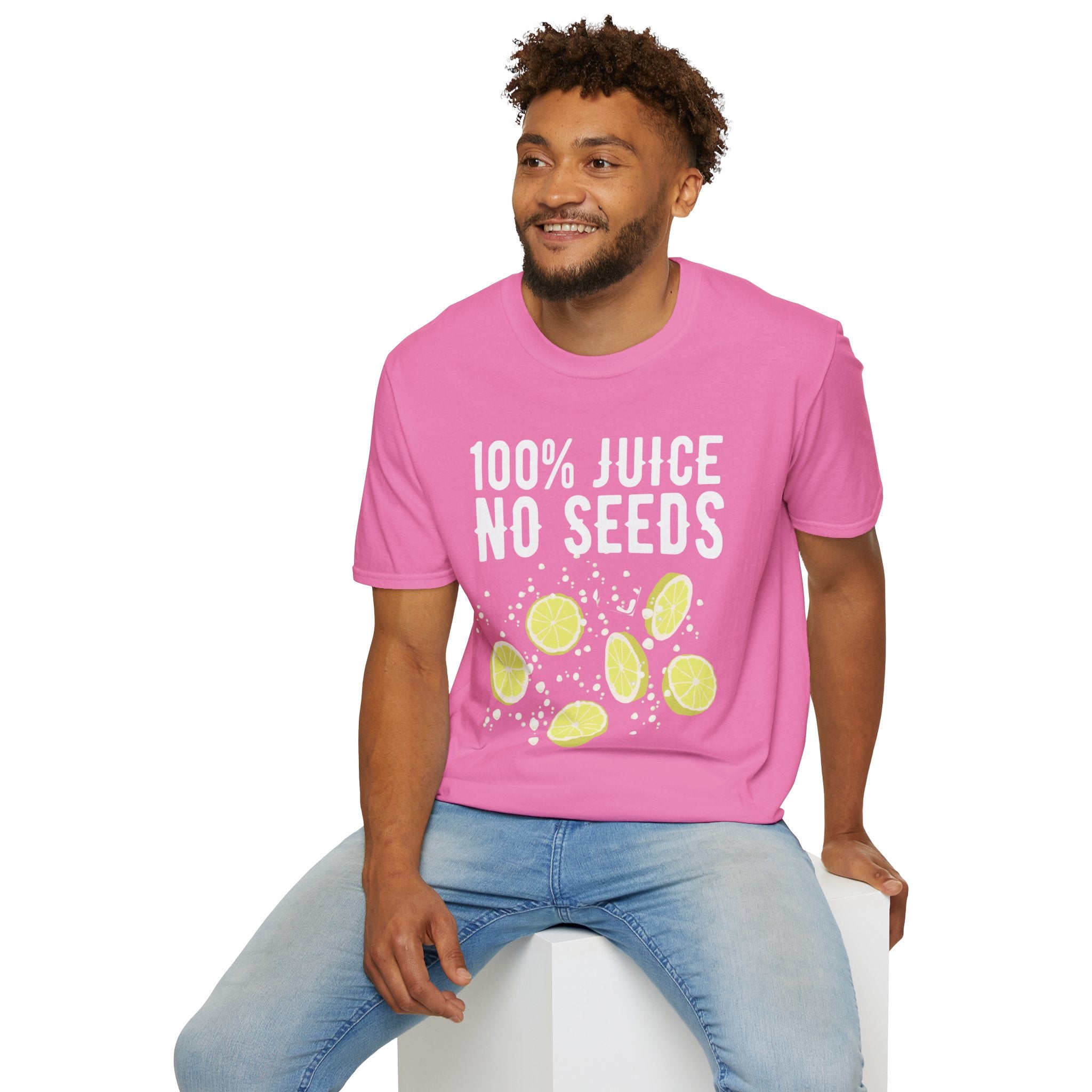 100% Juice No Seeds Lemon T-Shirt — Funny Fruit Graphic Tee