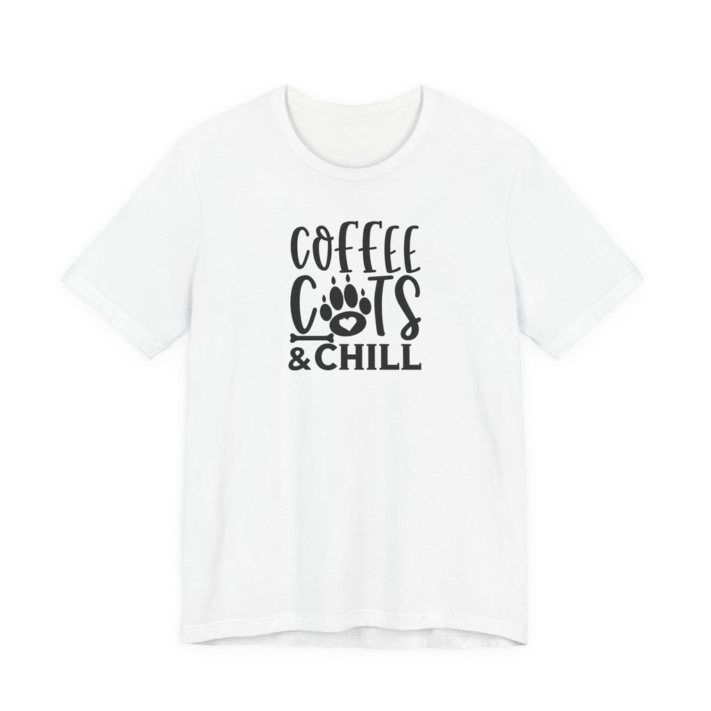 Coffee, Cats & Chill Tee — Cat Lover Coffee T‑Shirt