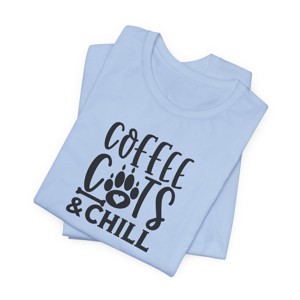 Coffee, Cats & Chill Tee — Cat Lover Coffee T‑Shirt