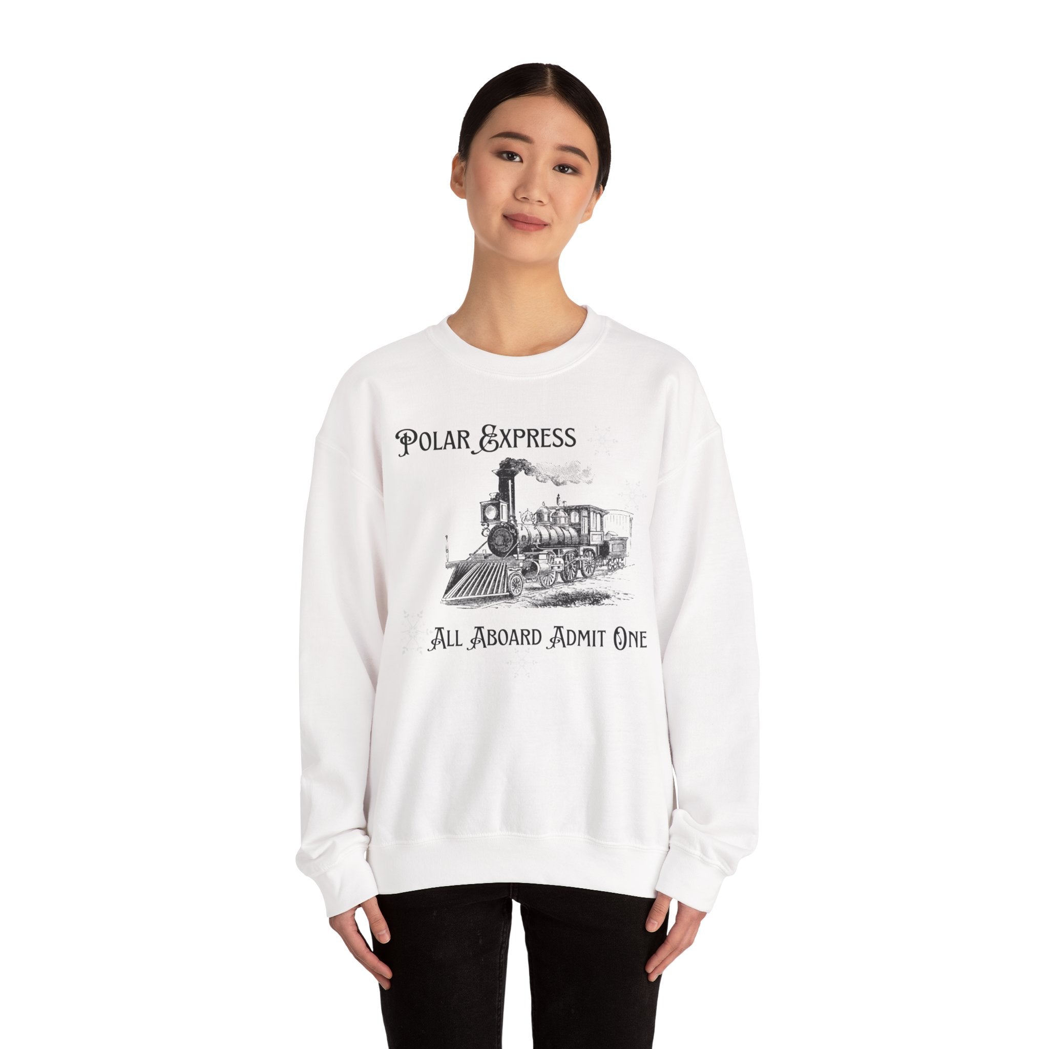 Polar Express Crewneck Sweatshirt – “All Aboard Admit One” Vintage Train Holiday Sweatshirt